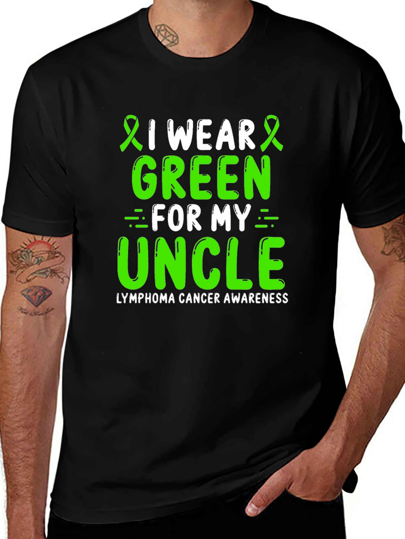 Variant 24 of Lymphoma Cancer Awareness Green Ribbon T-Shirt