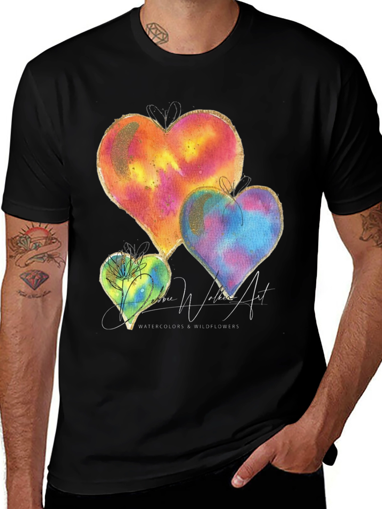 Variant 14 of Watercolor Hearts Graphic Tee