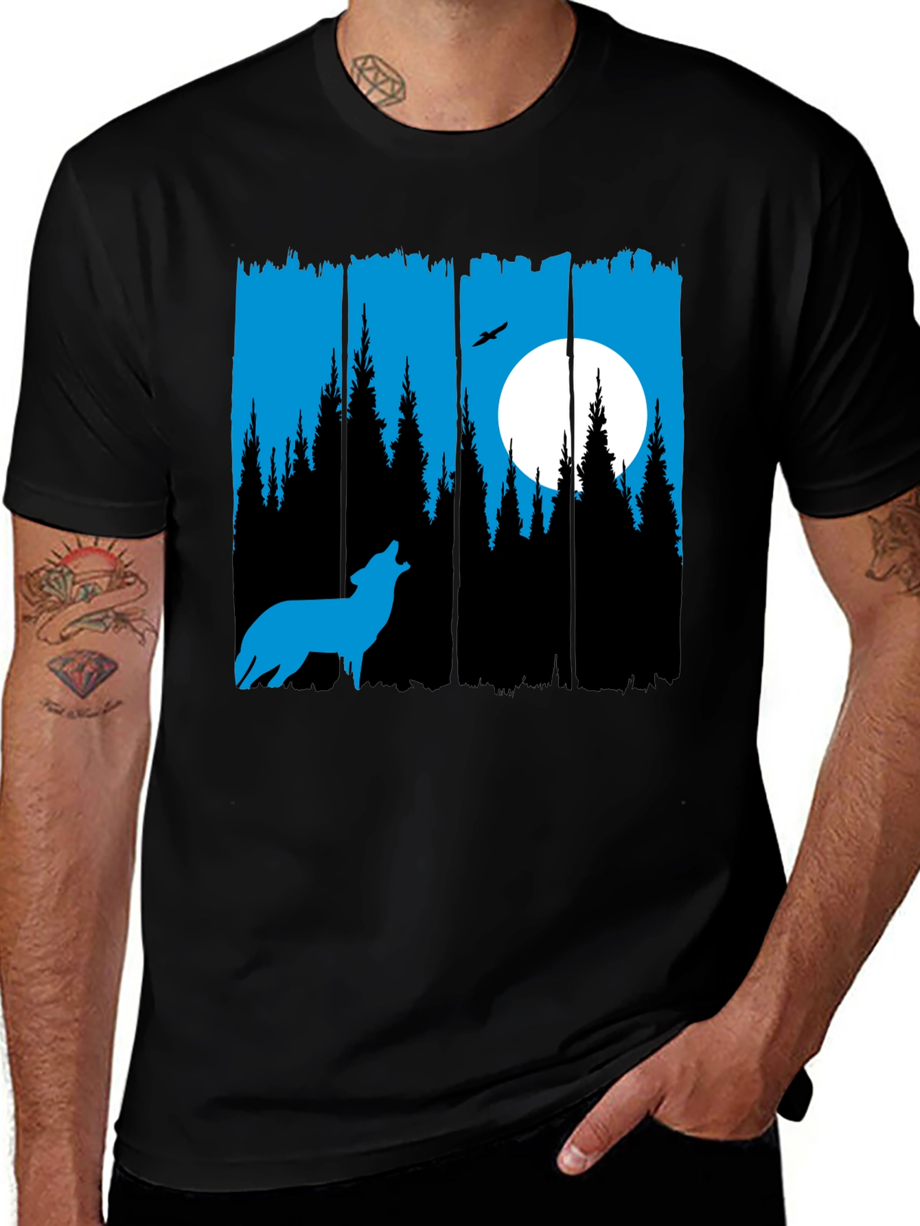 Wolf Moon Forest Graphic T-Shirt