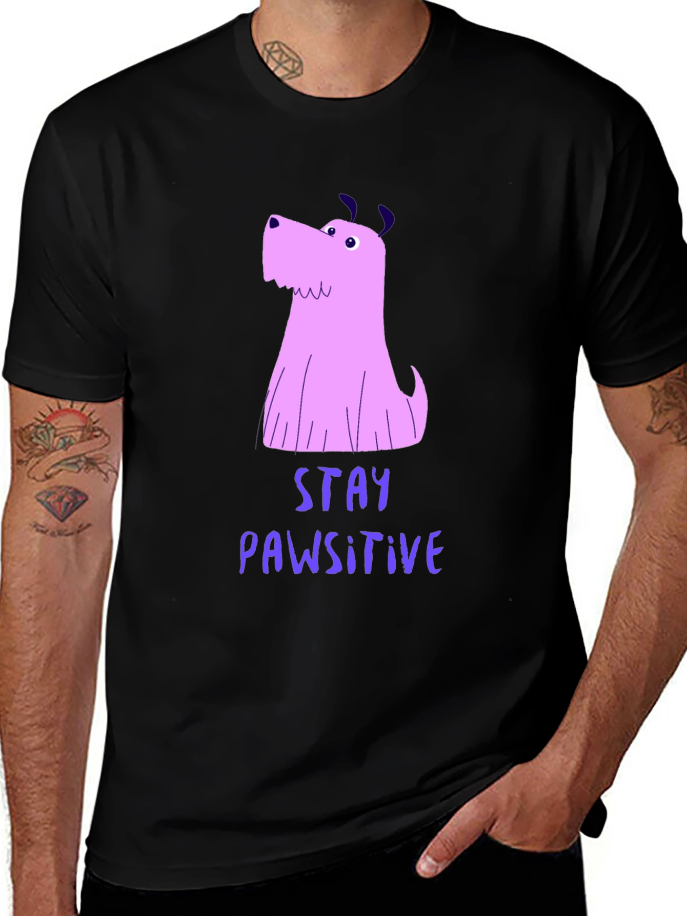 Stay Pawsitive Graphic Tee - Black
