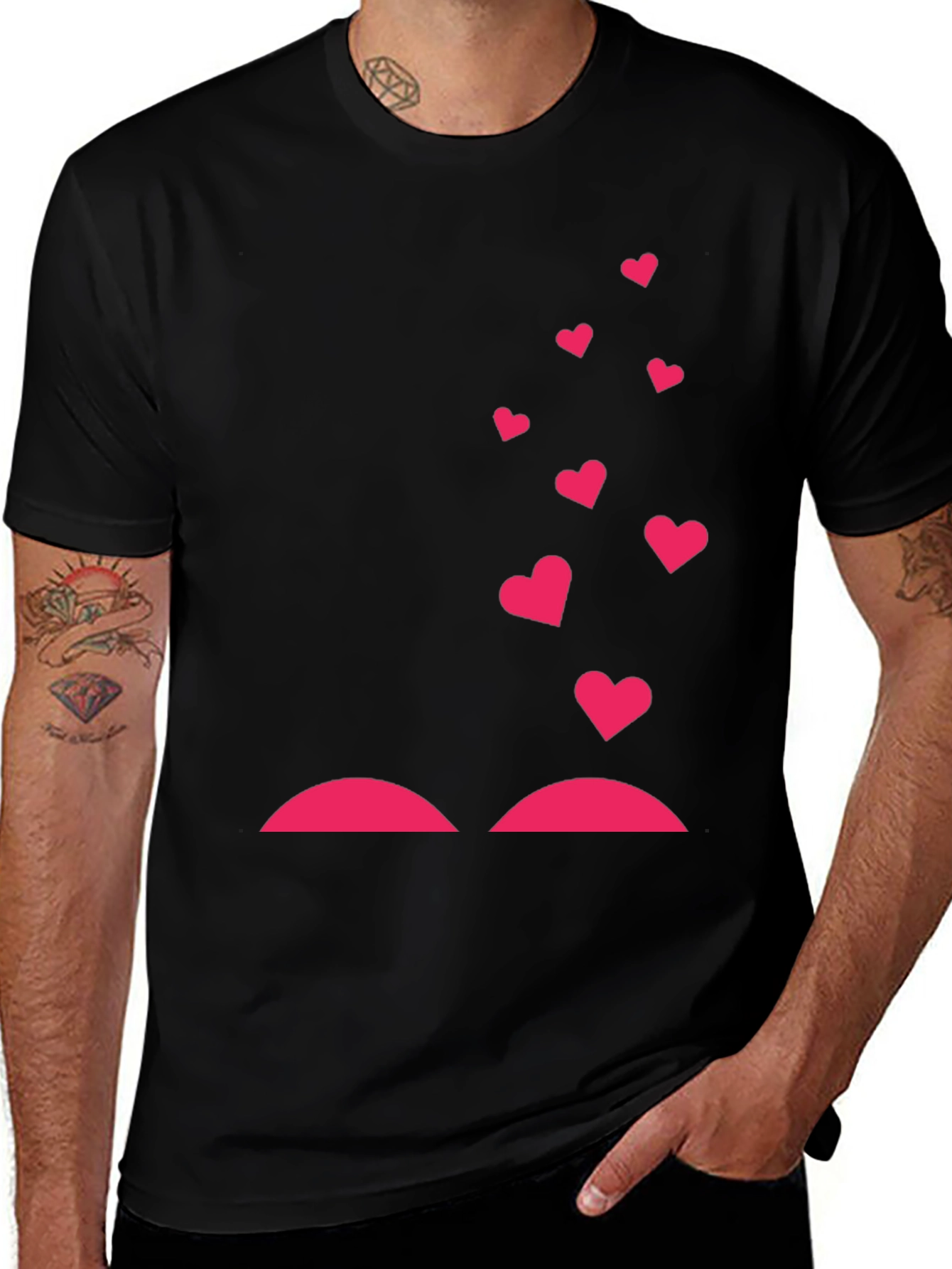 Variant 18 of Heart Lift Graphic Tee - Black Cotton T-Shirt