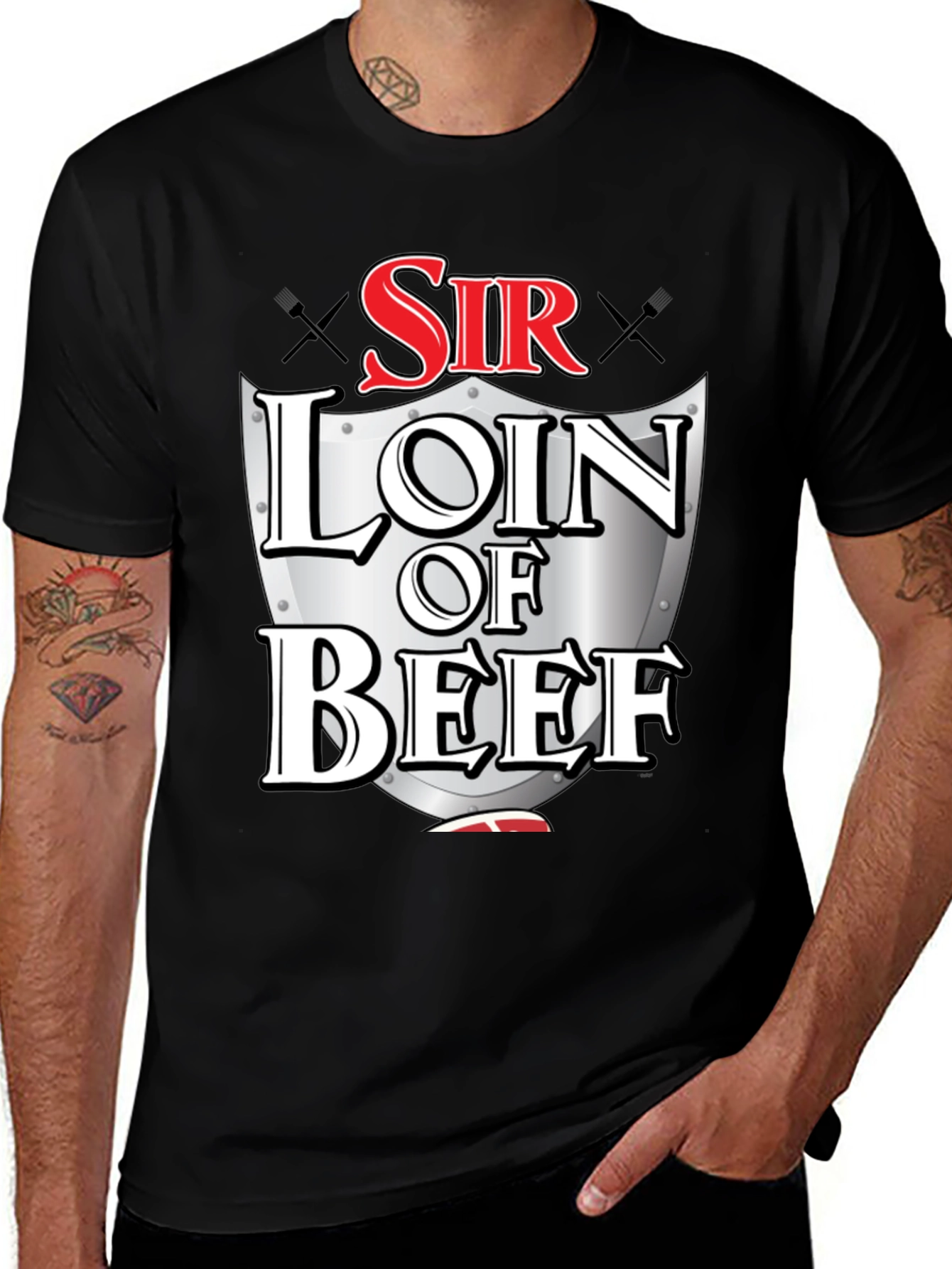 Variant 22 of Sir Loin of Beef Graphic Tee - Black Cotton T-Shirt