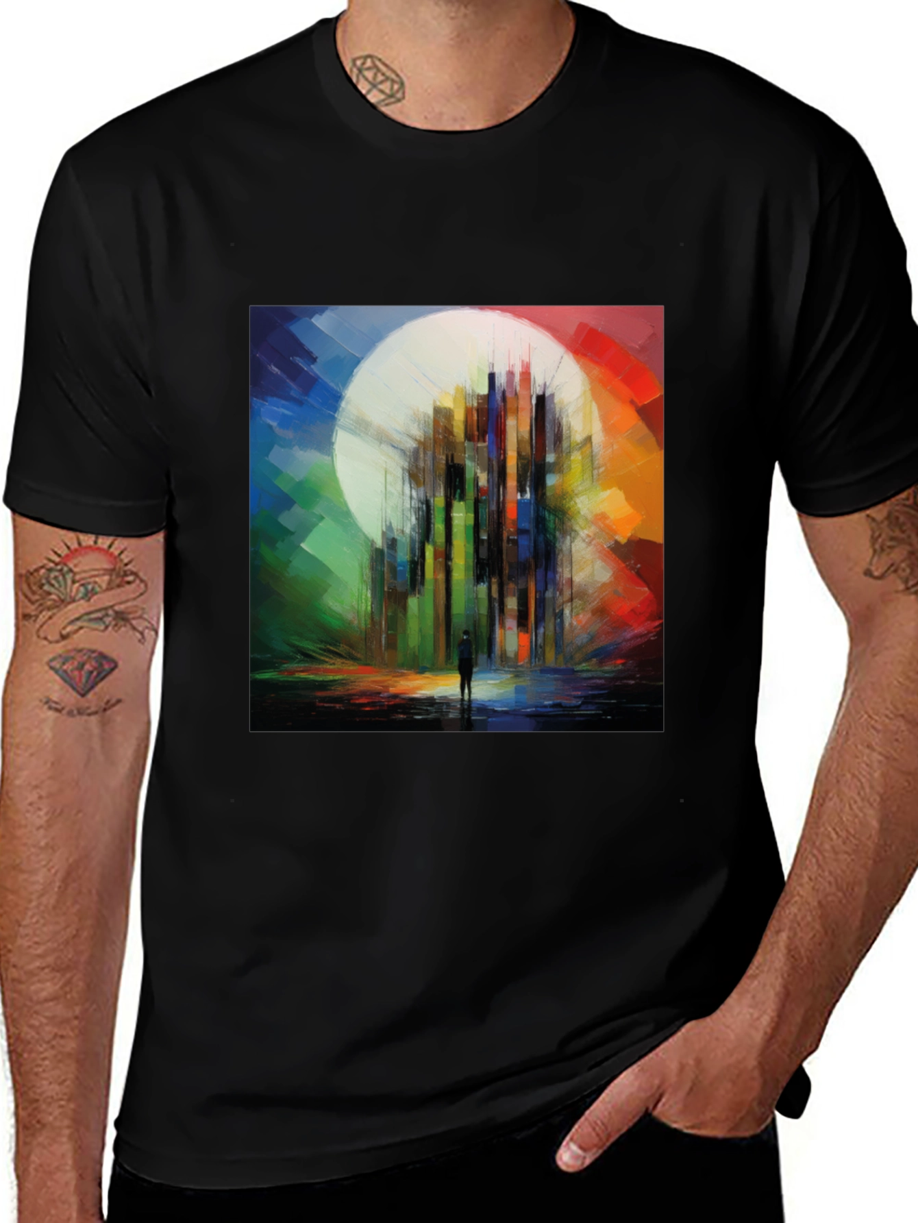 Variant 10 of Abstract Cityscape Graphic Tee - Modern Art T-Shirt