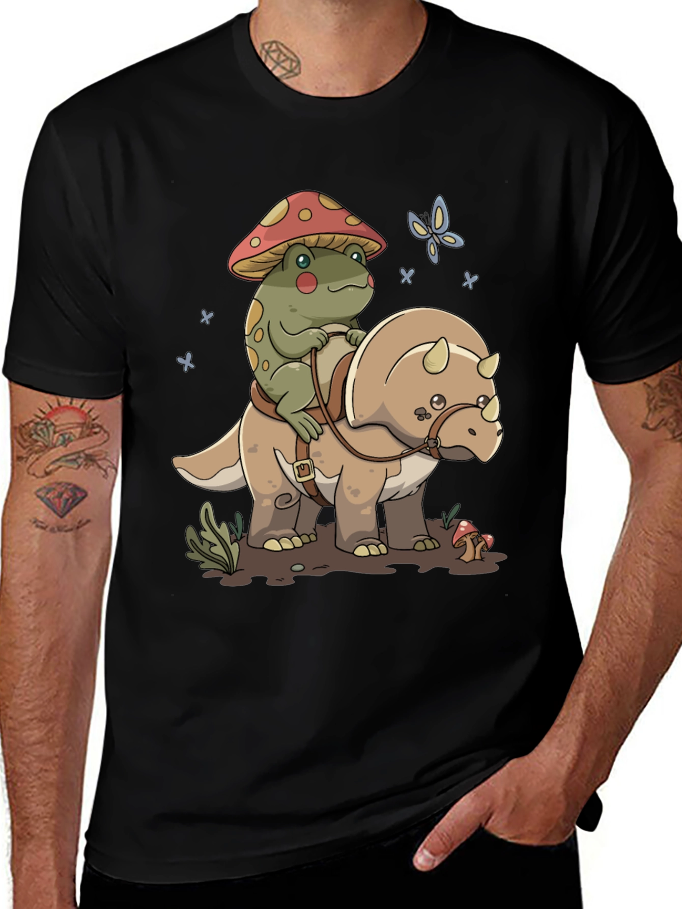 Variant 26 of Frog Riding Triceratops Graphic Tee