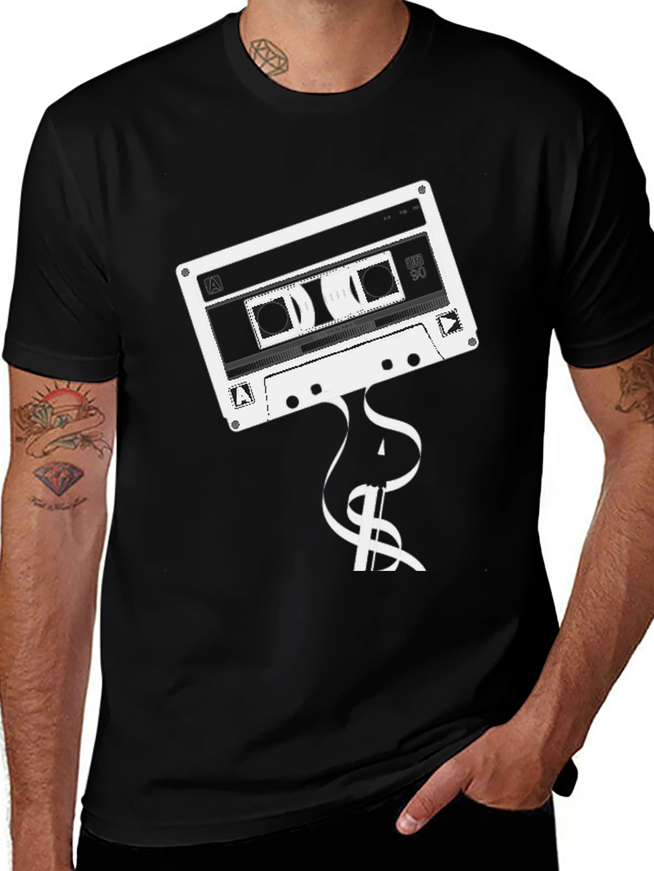 Variant 24 of Retro Cassette Tape Graphic Tee - Black