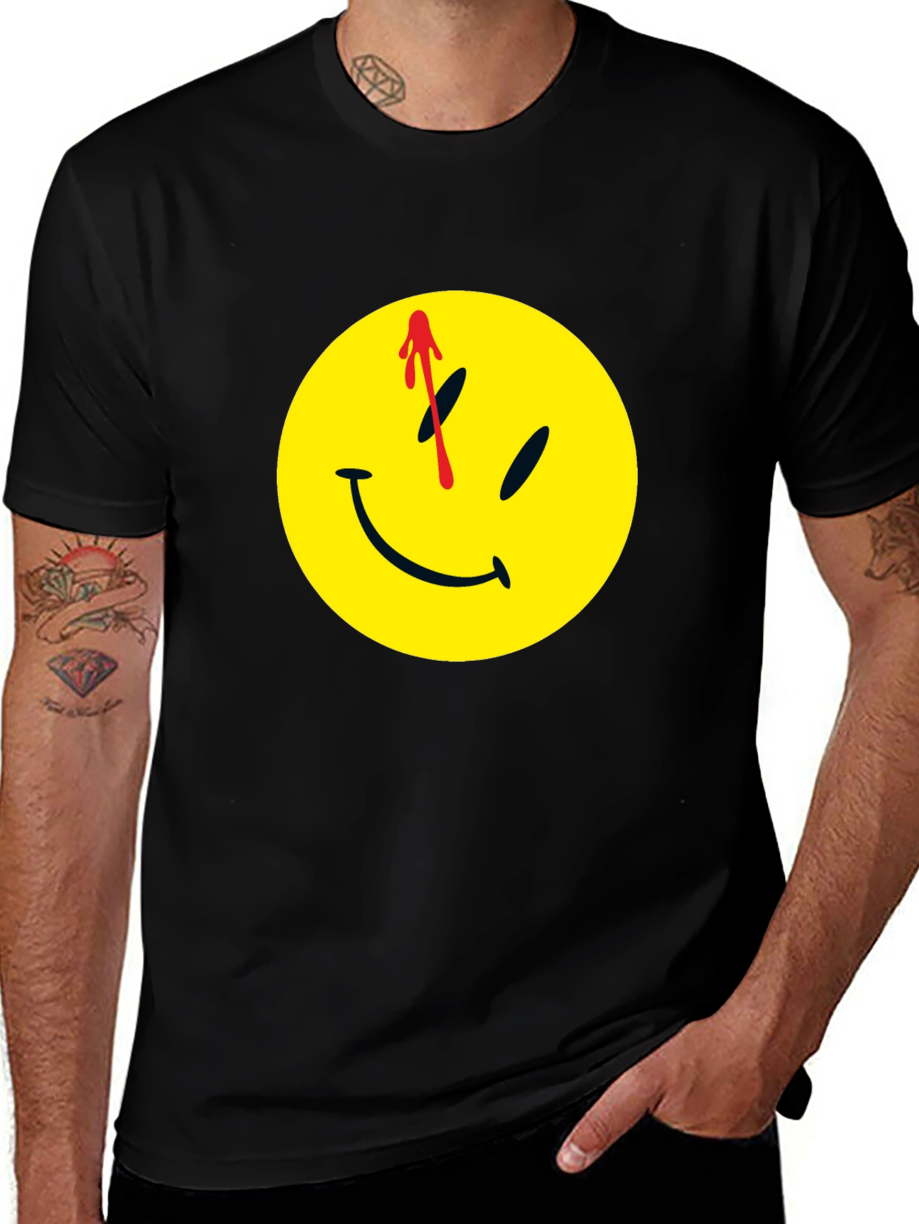 Watchmen Smiley Face Black T-Shirt