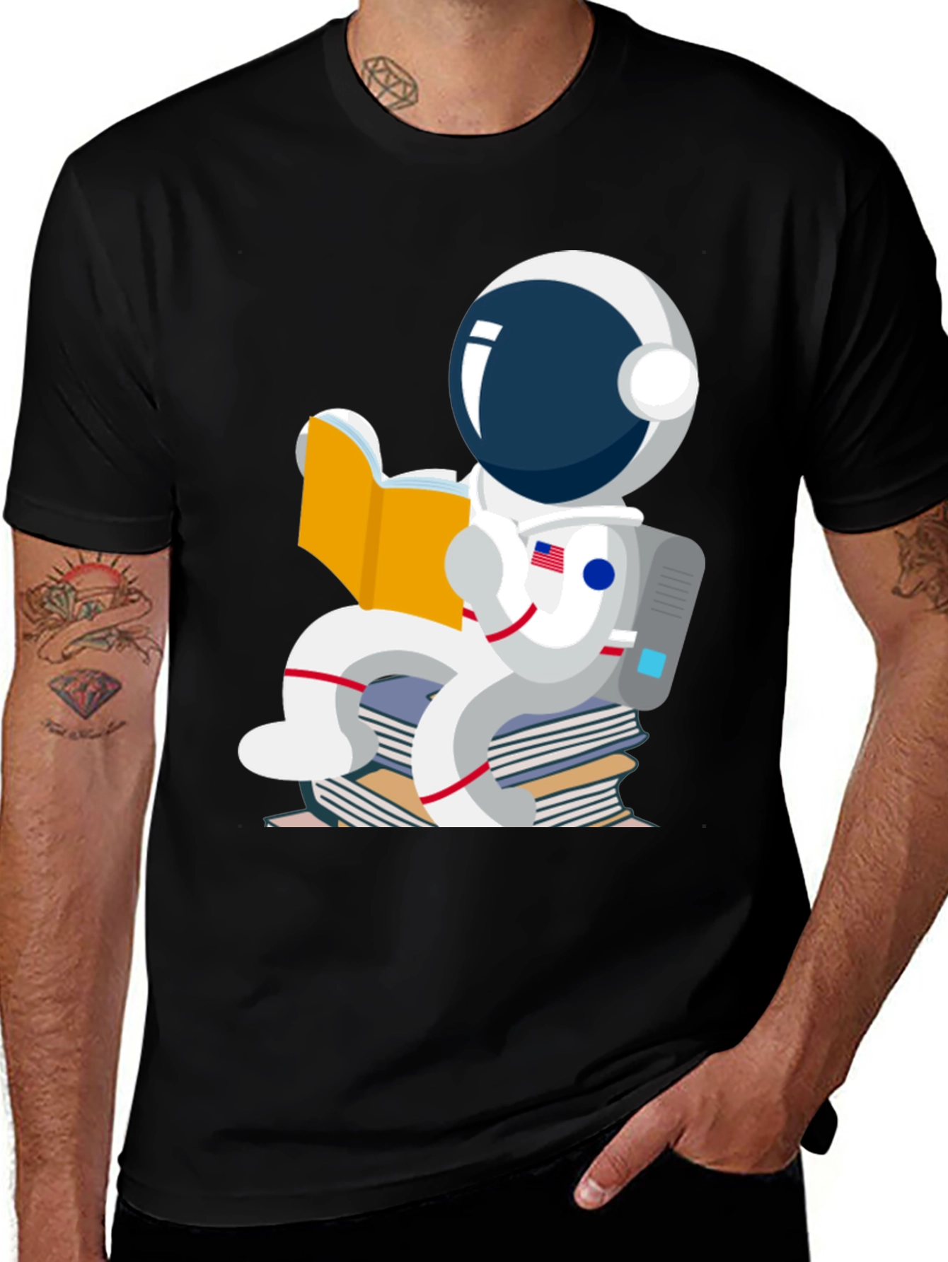 Variant 21 of Astronaut Reading Book T-Shirt