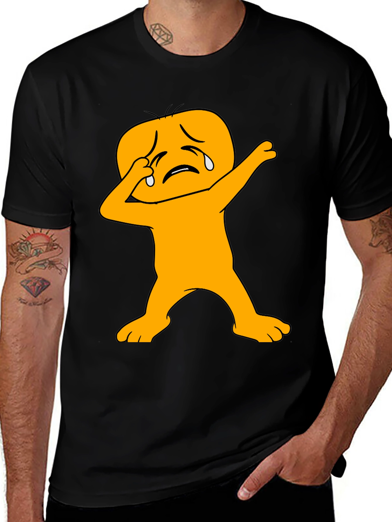Variant 29 of Dabbing Crying Emoji Black T-Shirt
