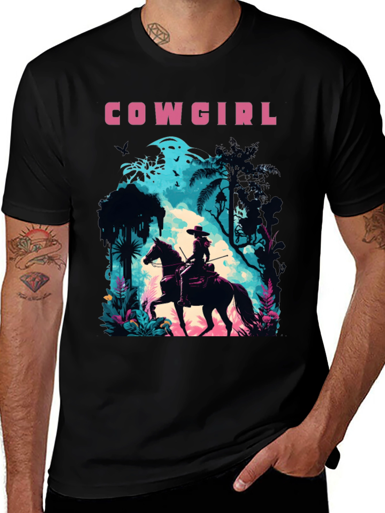 Cowgirl Graphic Tee - Unisex Black T-Shirt