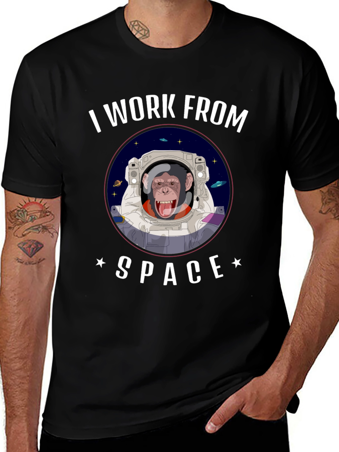 Variant 3 of I Work From Space T-Shirt - Funny Monkey Astronaut Tee