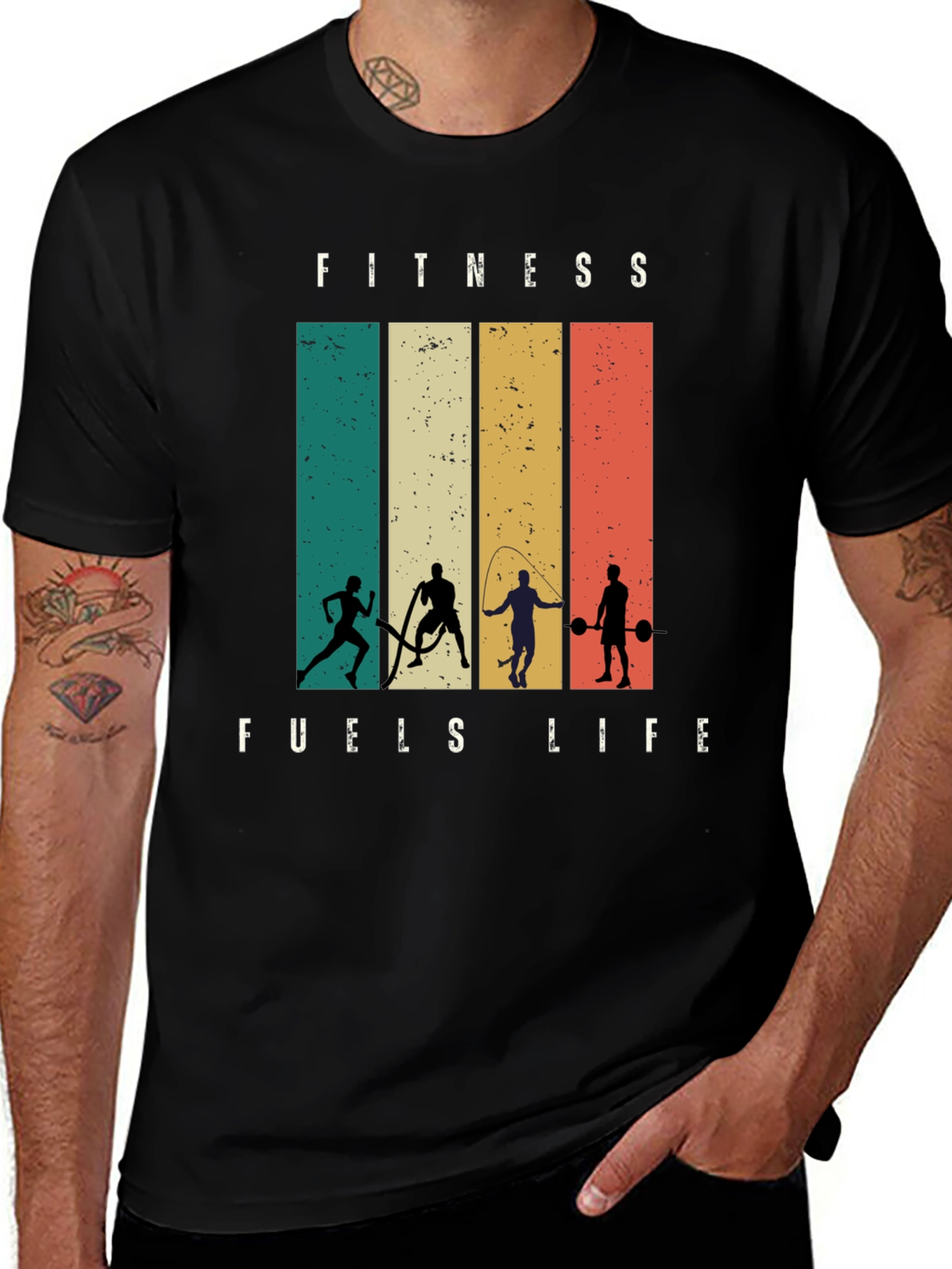 Variant 14 of Fitness Fuels Life Graphic Tee - Athletic Design