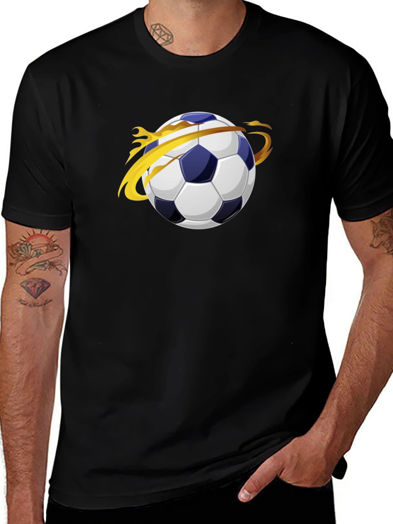 Variant 29 of Soccer Planet Tee - Black Cotton Graphic T-Shirt