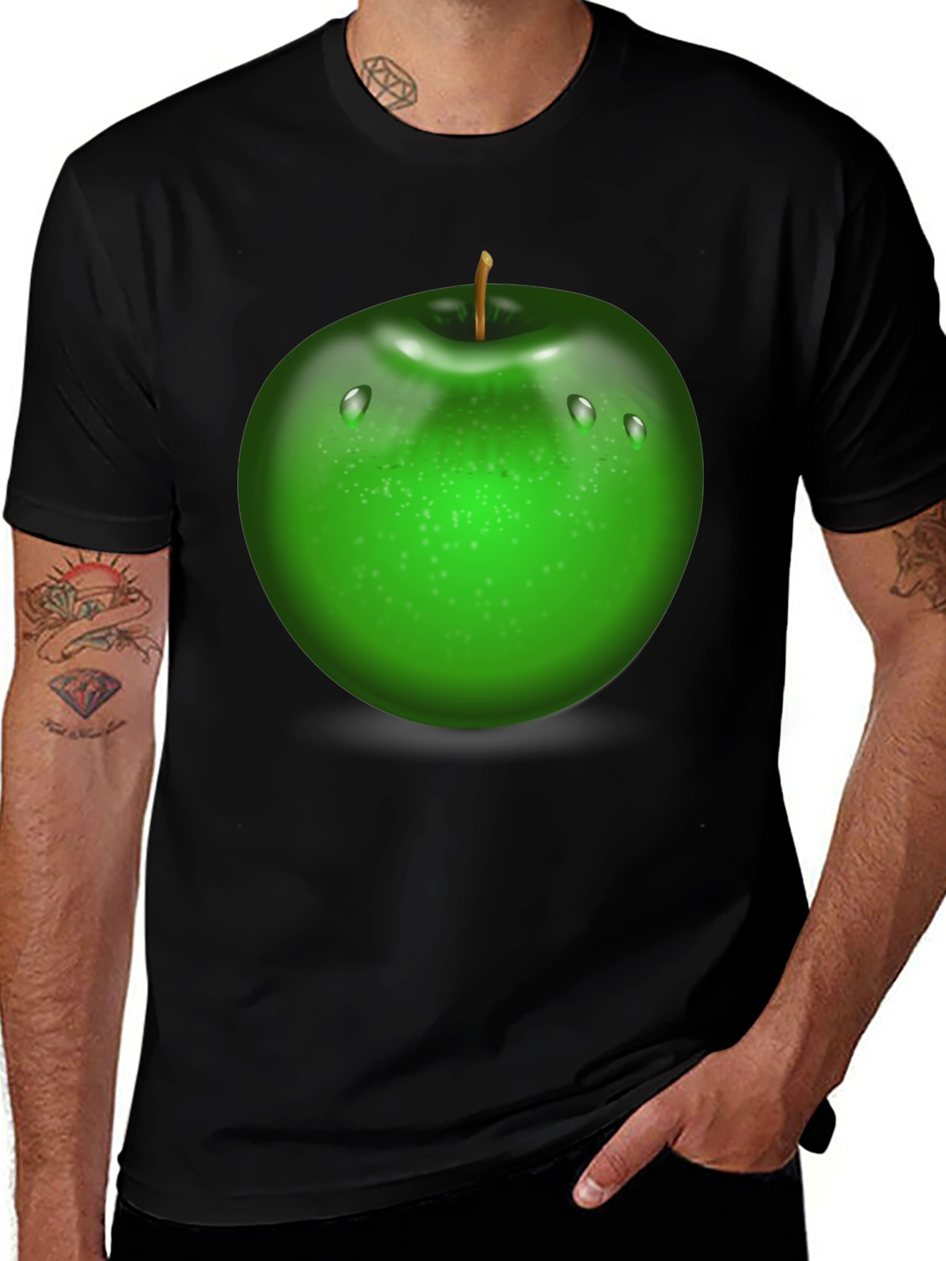 Variant 4 of Green Apple Graphic Tee - Fresh & Fun Design