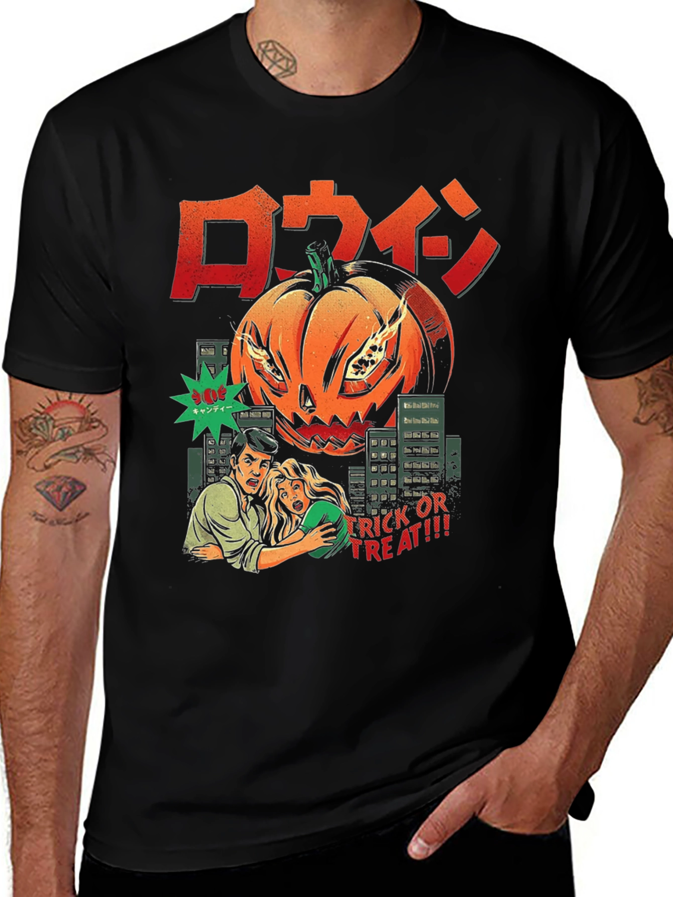 Halloween Pumpkin Monster Comic T-Shirt