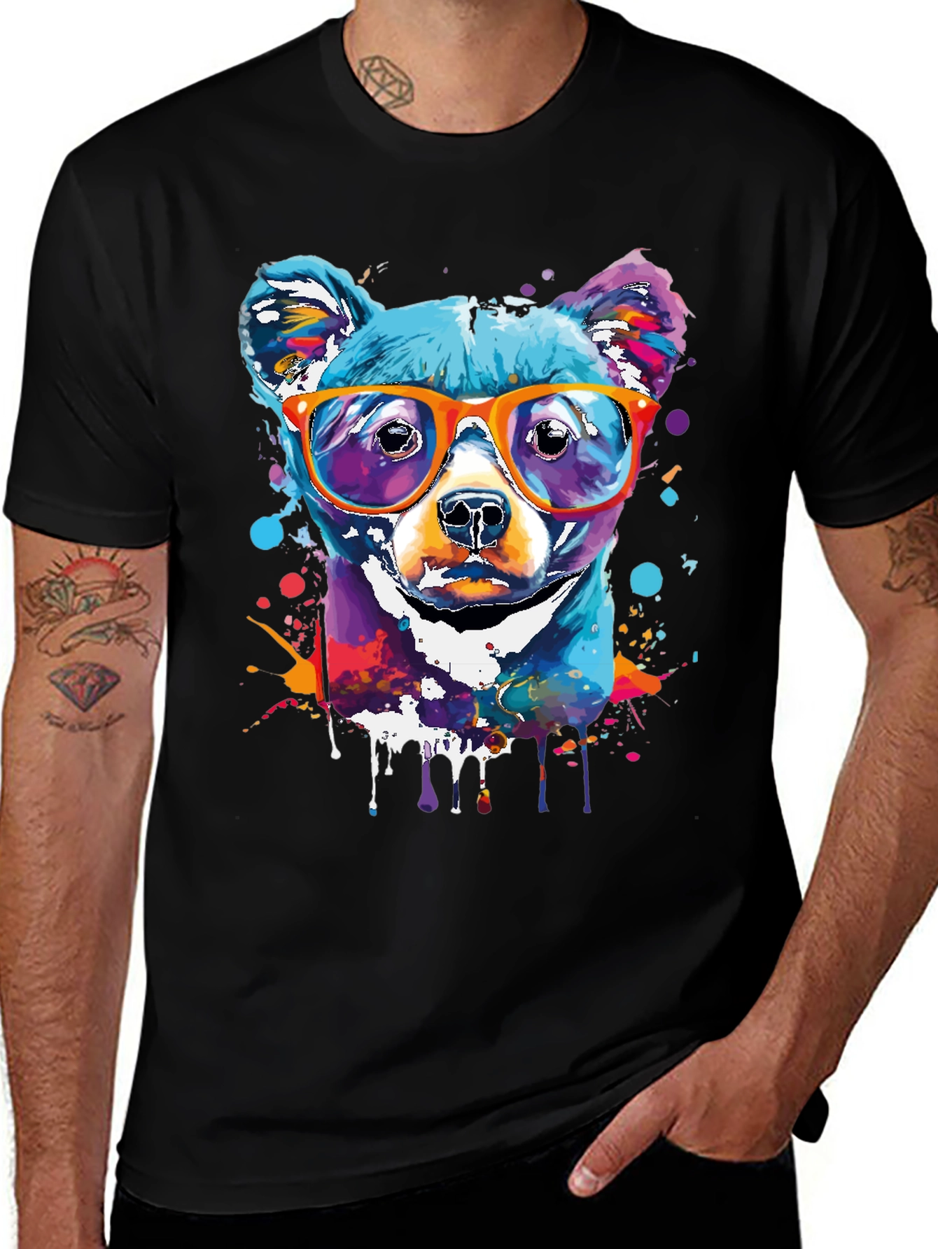 Cool Dog Art T-Shirt - Vibrant Graphic Tee