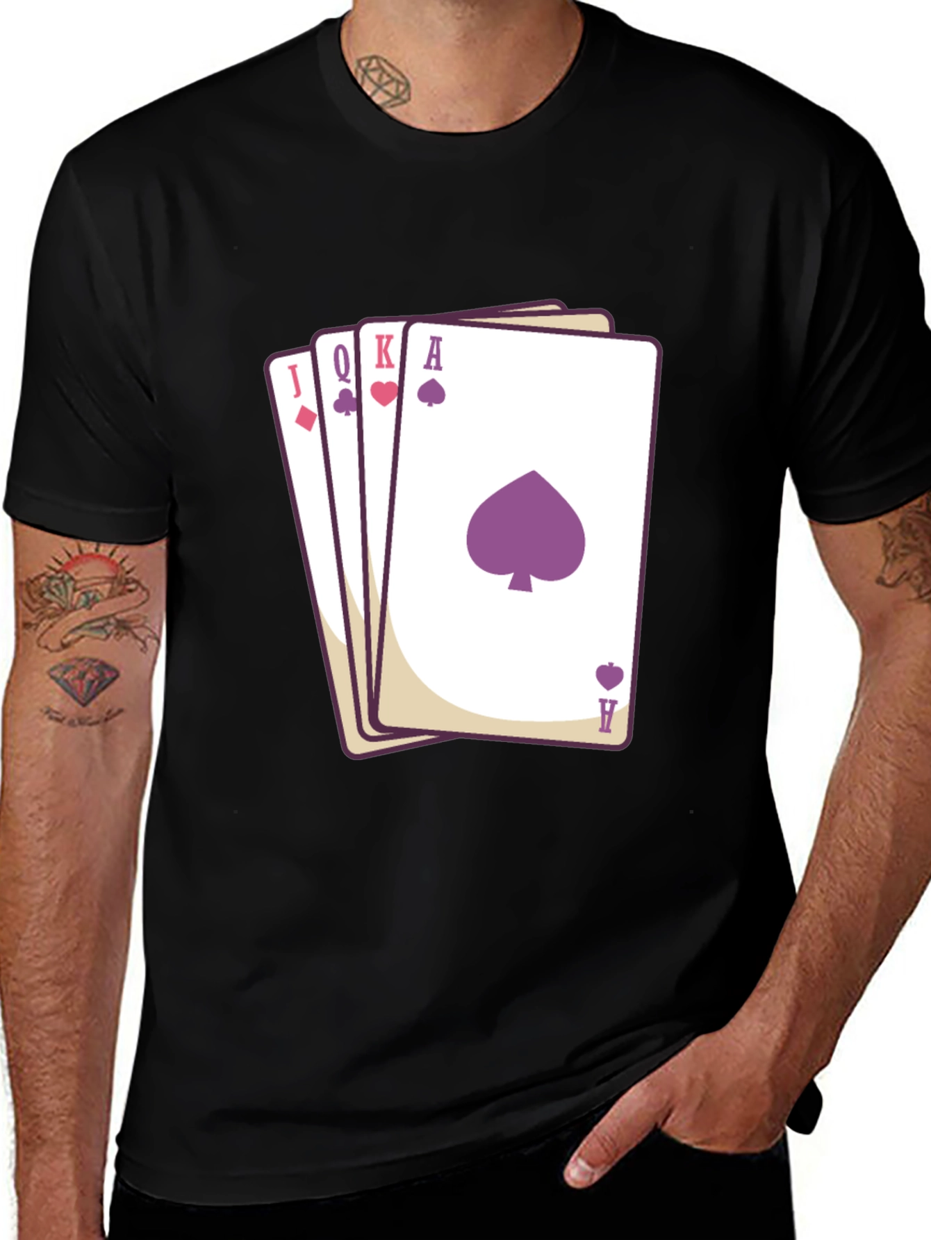 Poker Hand T-Shirt - Spade, Heart, Diamond