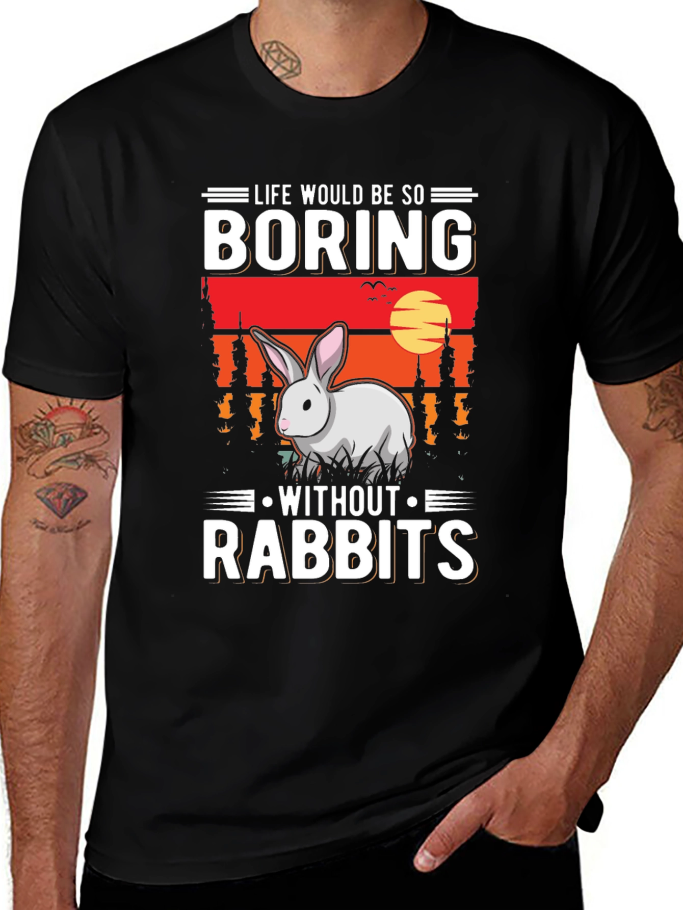 Variant 10 of Life Would Be So Boring Without Rabbits Black T-Shirt