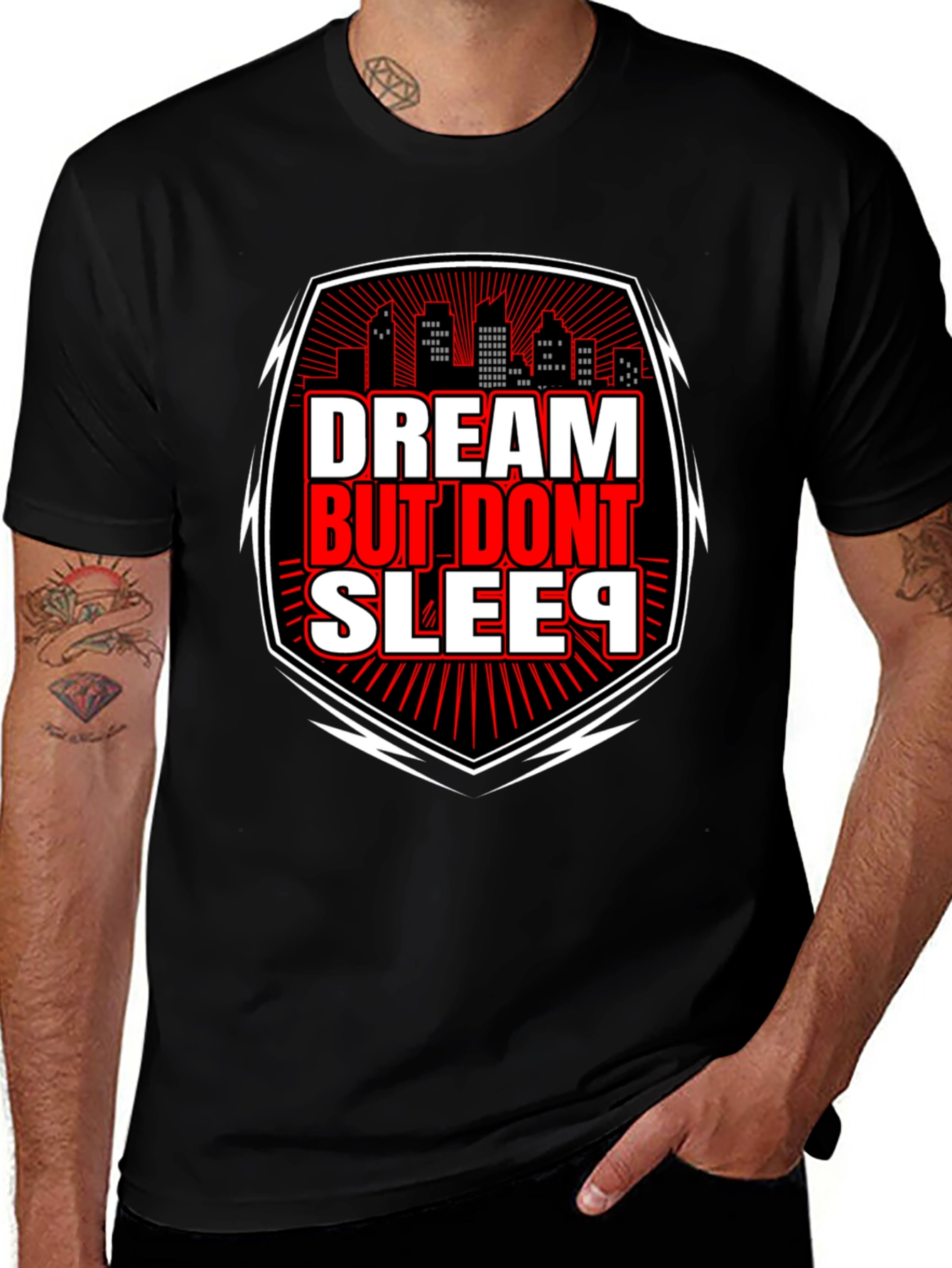 Variant 9 of Dream But Don't Sleep Graphic Tee - Black