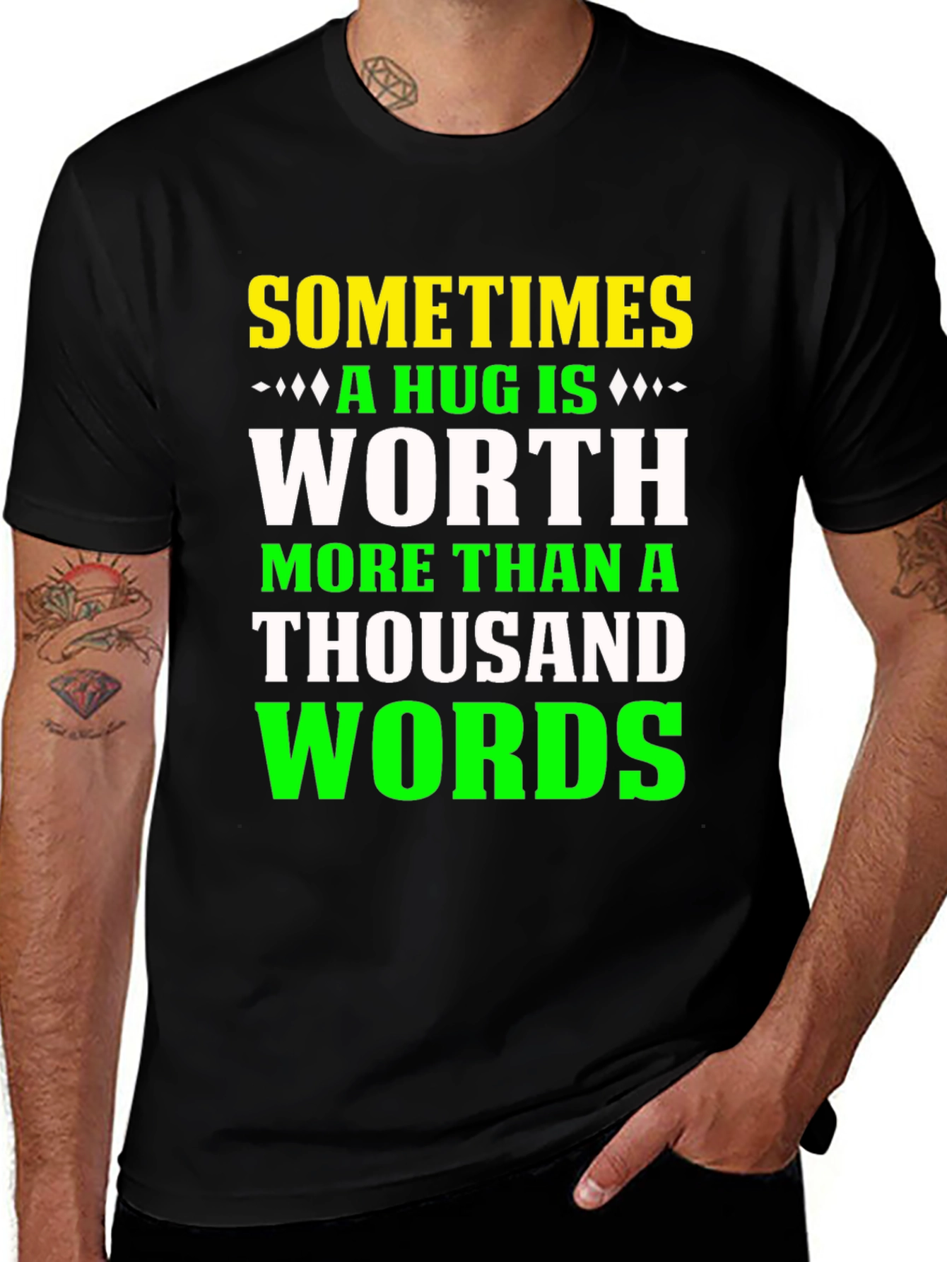 Variant 15 of A Hug Is Worth A Thousand Words Black Graphic Tee