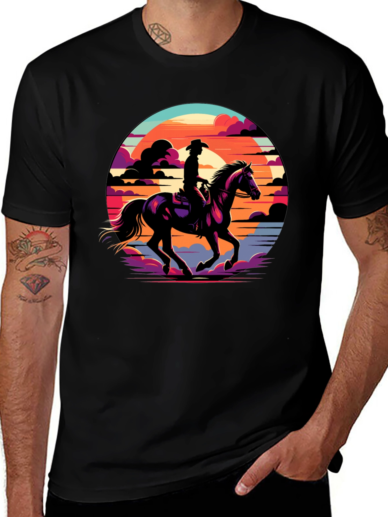 Variant 8 of Cowboy Sunset Graphic Tee - Western Style