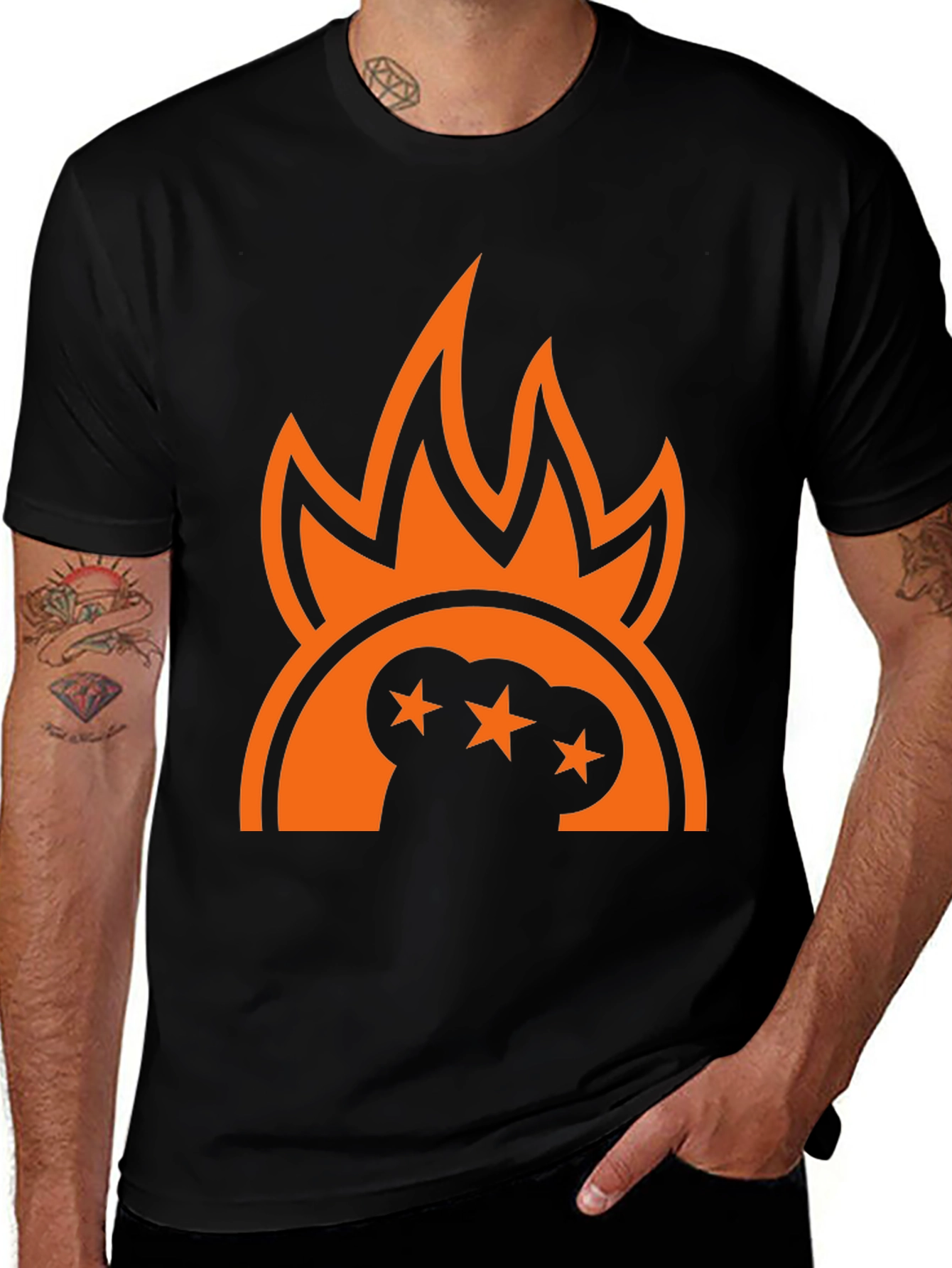 Variant 30 of Bold Graphic Tee - Flames and Stars Design