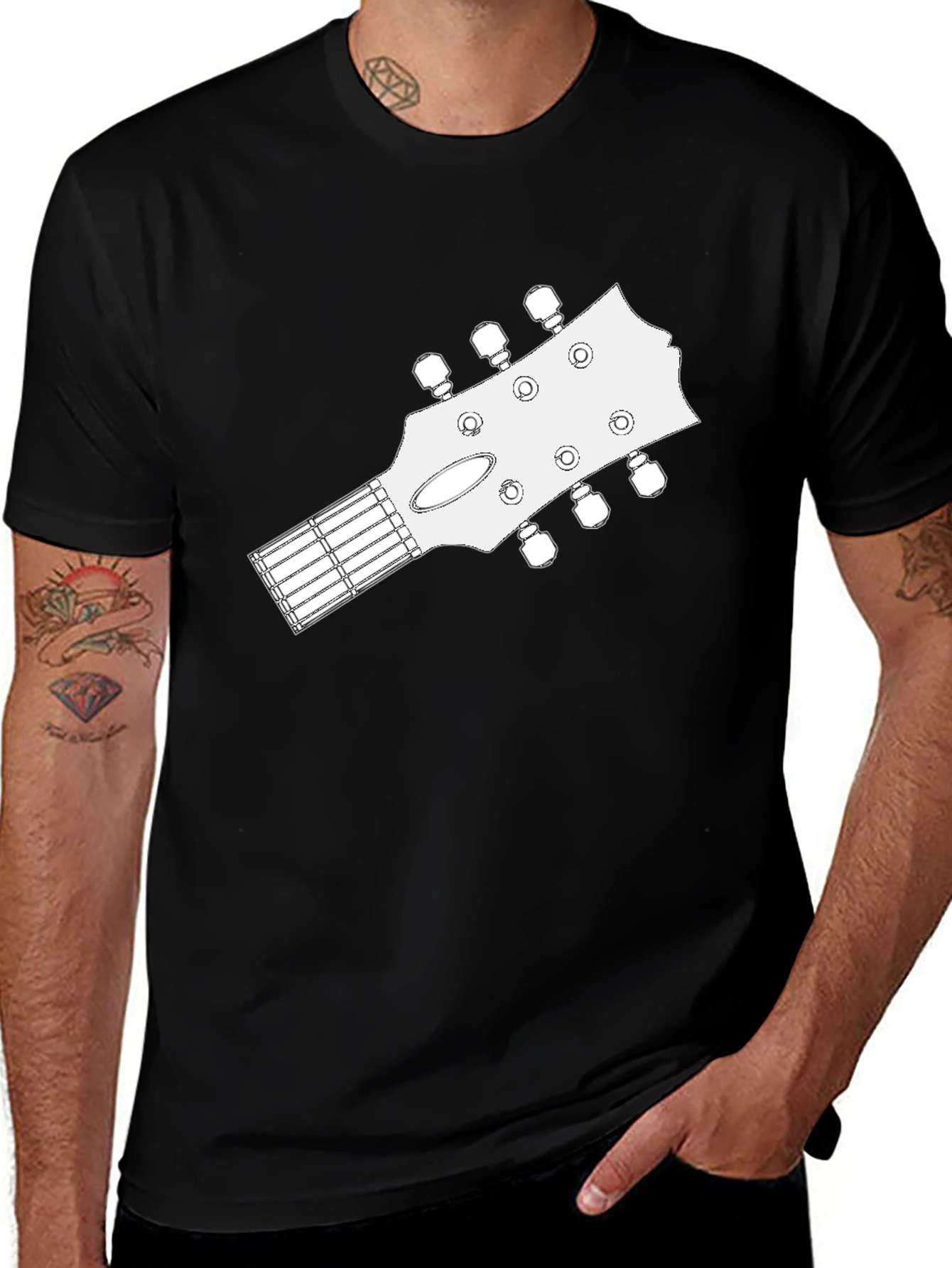 Variant 16 of Guitar Headstock Graphic T-Shirt - Black