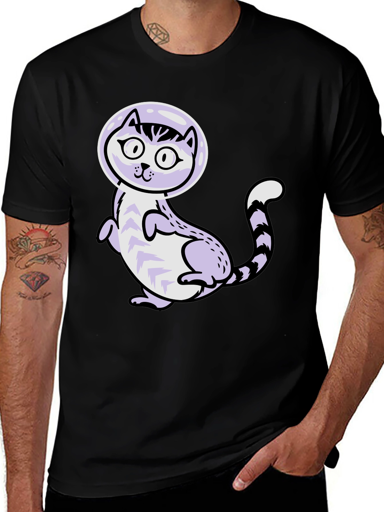 Astronaut Cat Graphic Tee - Cool Space Kitten T-Shirt