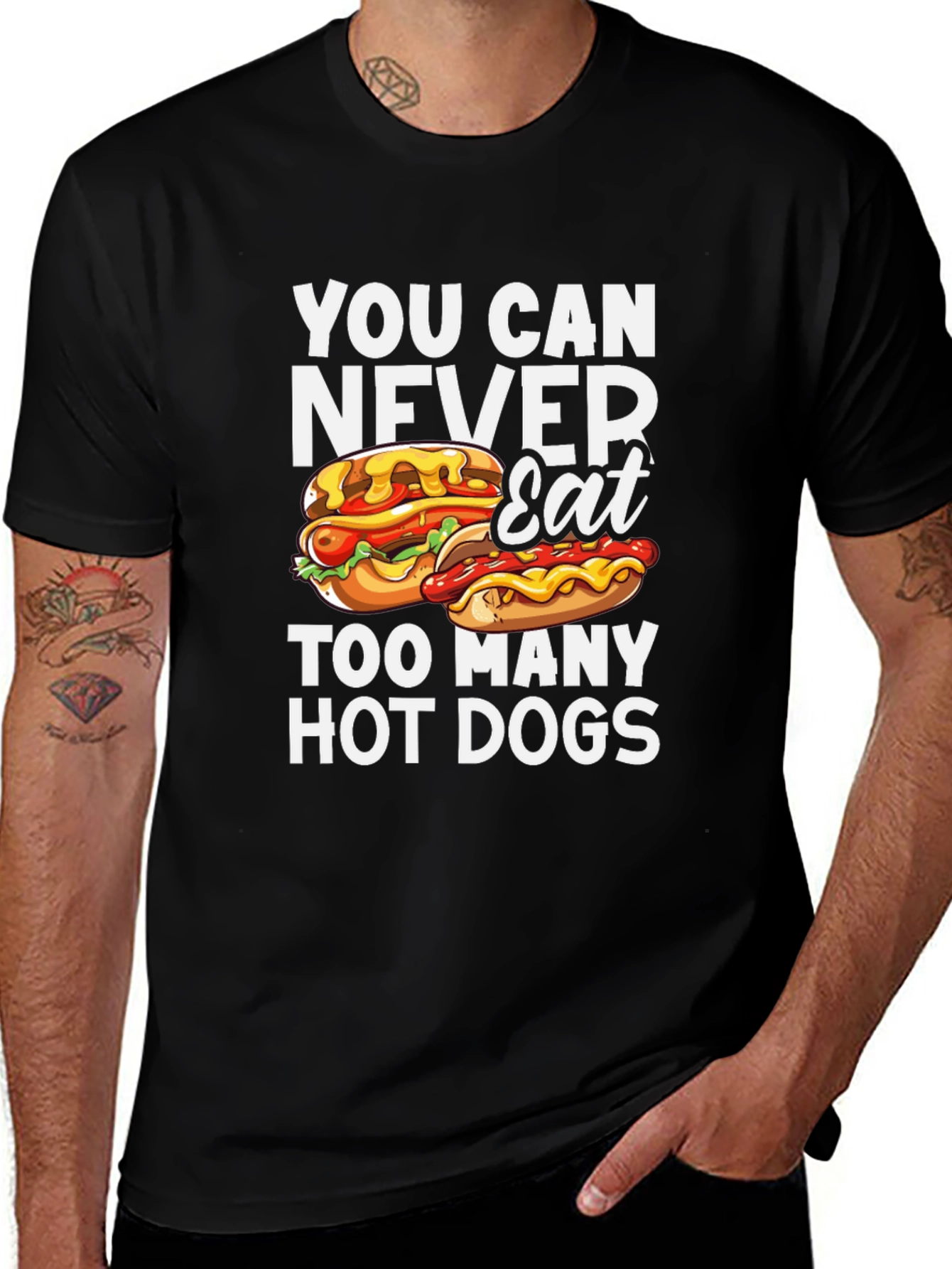 Variant 19 of You Can Never Eat Too Many Hot Dogs T-Shirt