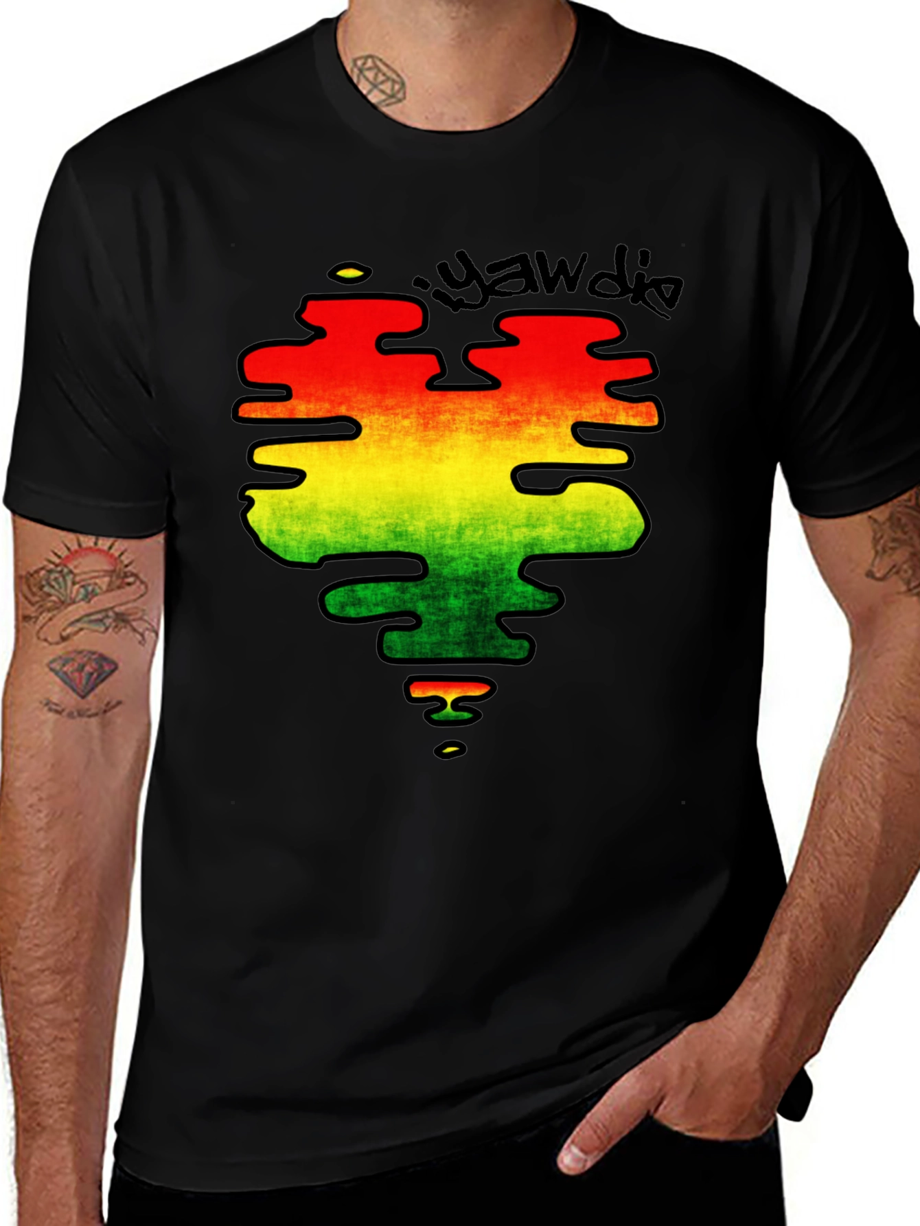 Variant 17 of Rasta Heart Graphic Tee - Reggae Style T-Shirt