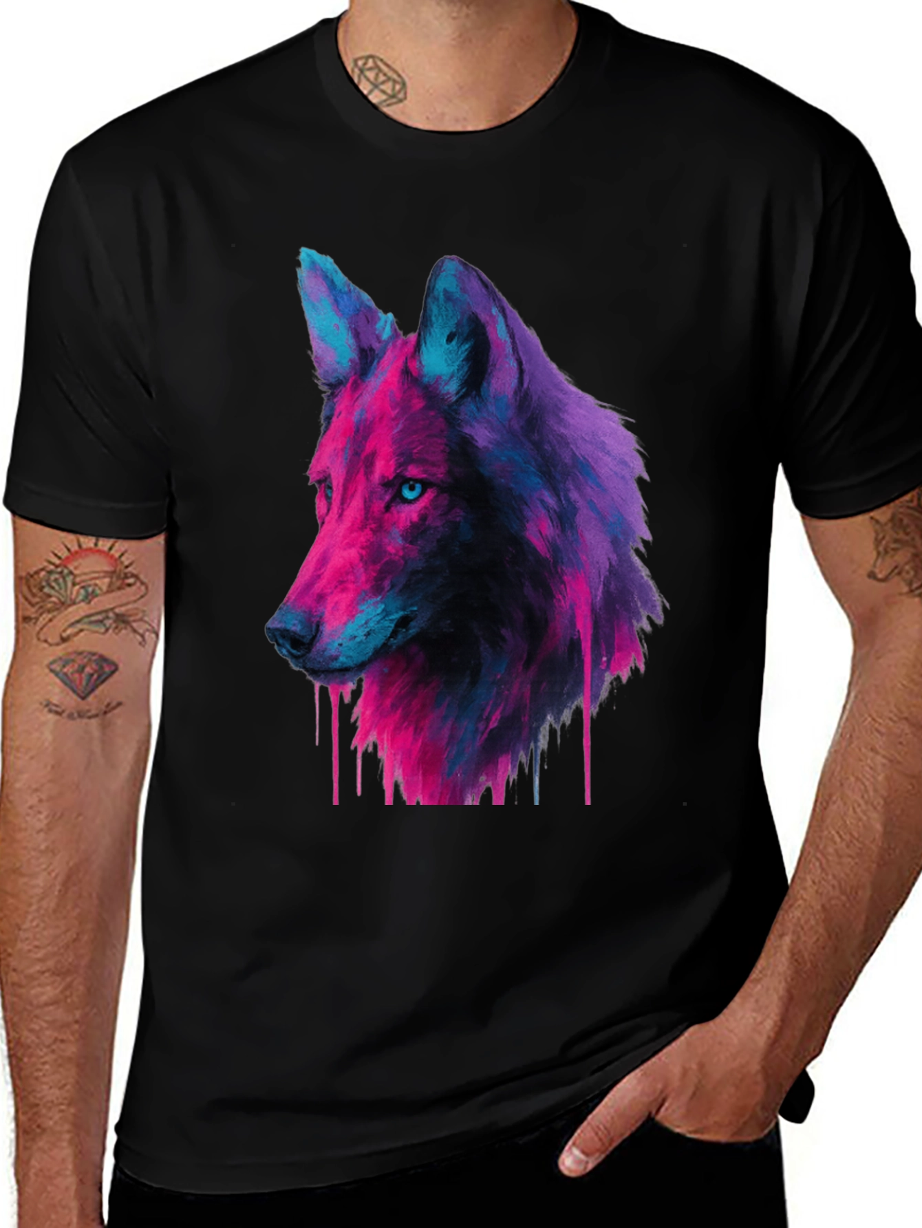 Variant 18 of Neon Wolf Graphic Tee - Unique Streetwear Style