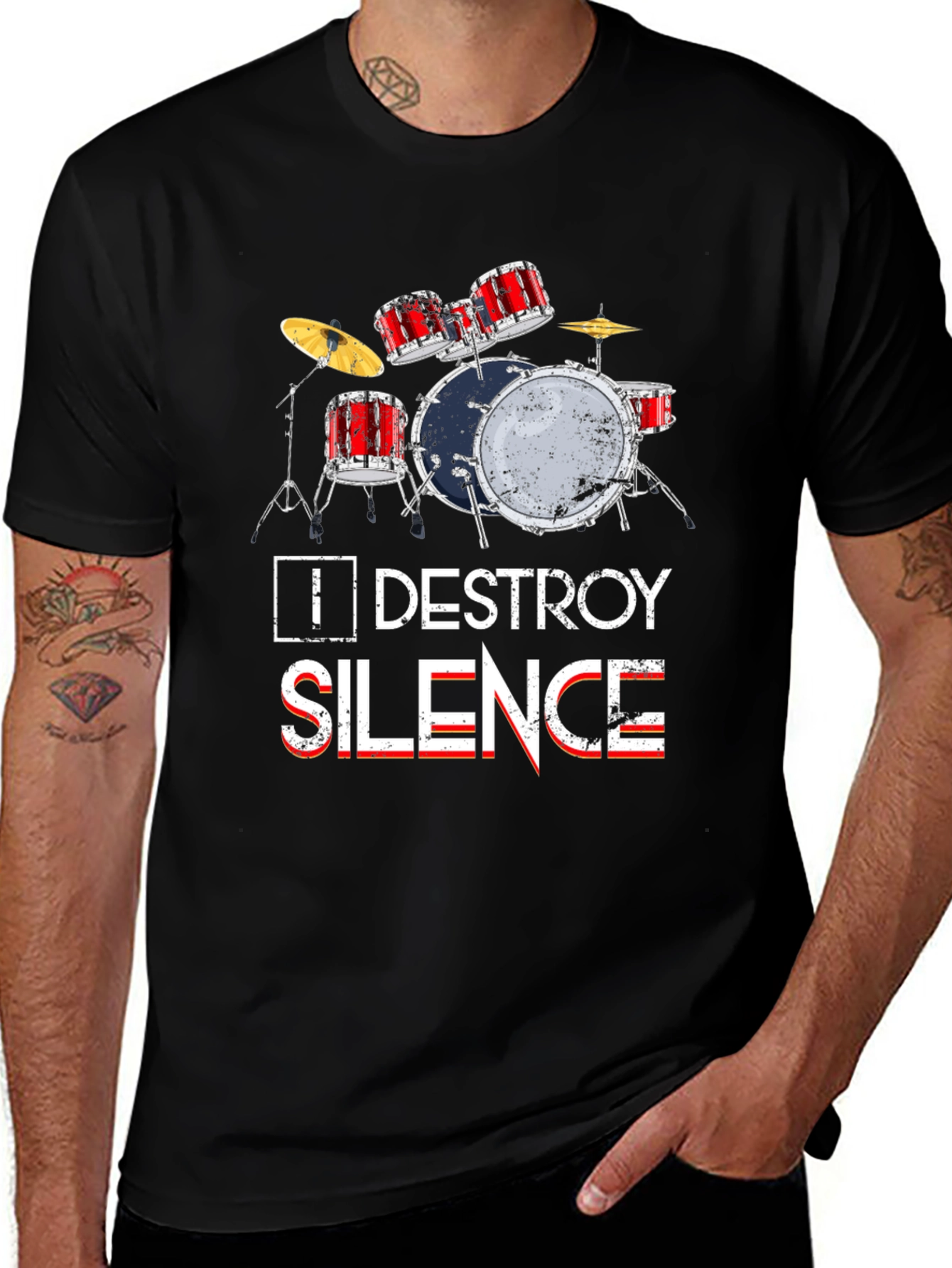 Variant 17 of Destroy Silence Drum T-Shirt