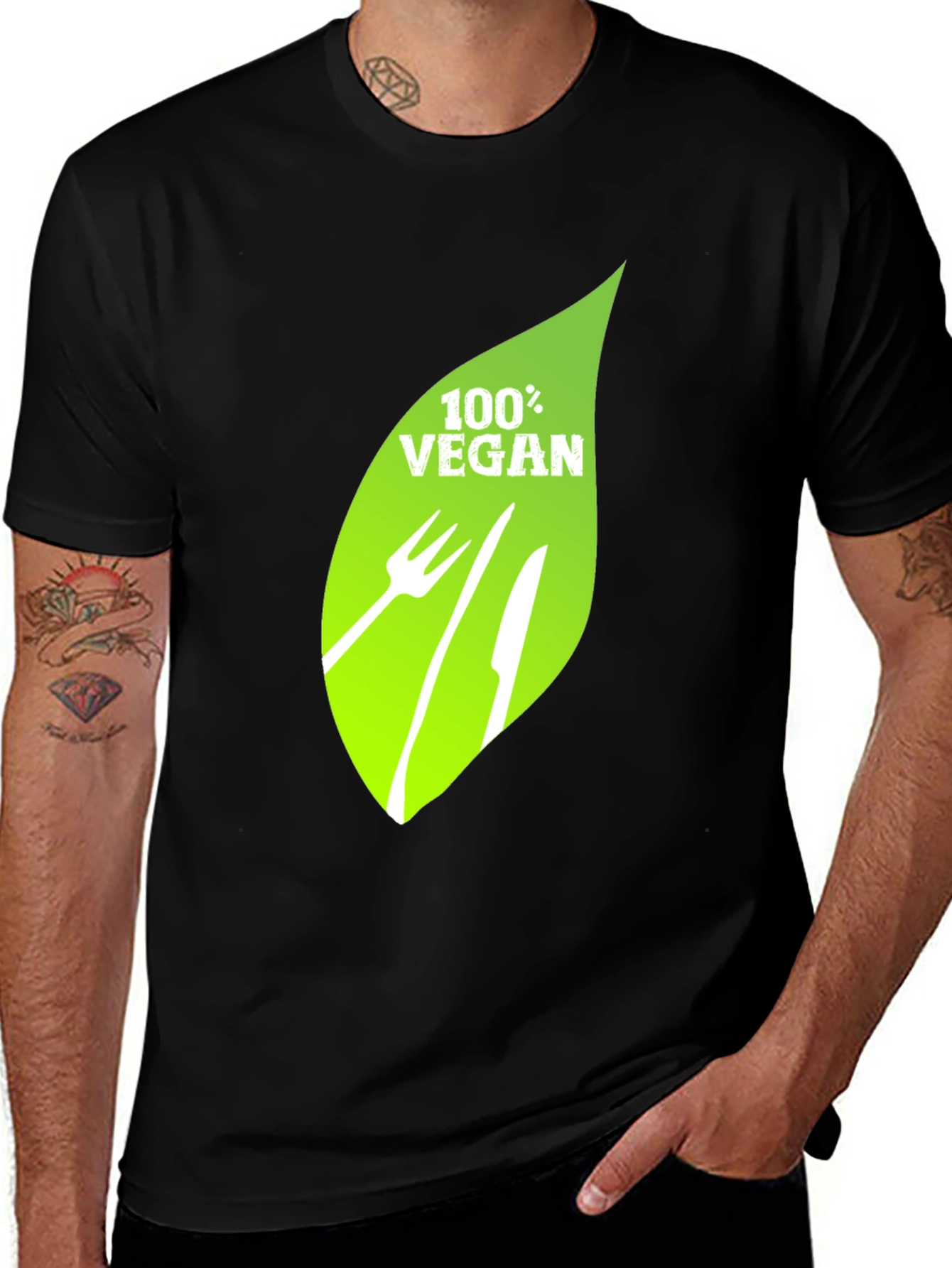 Vegan T-Shirt - 100% Vegan Leaf Graphic Tee