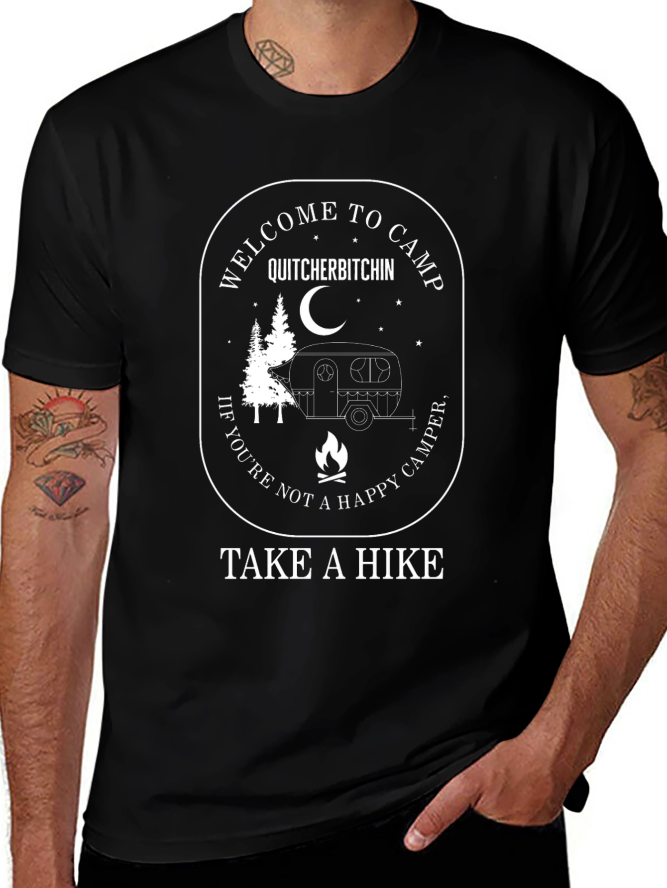 Variant 27 of Funny Camping T-Shirt - Welcome to Camp Quitcherbitchin