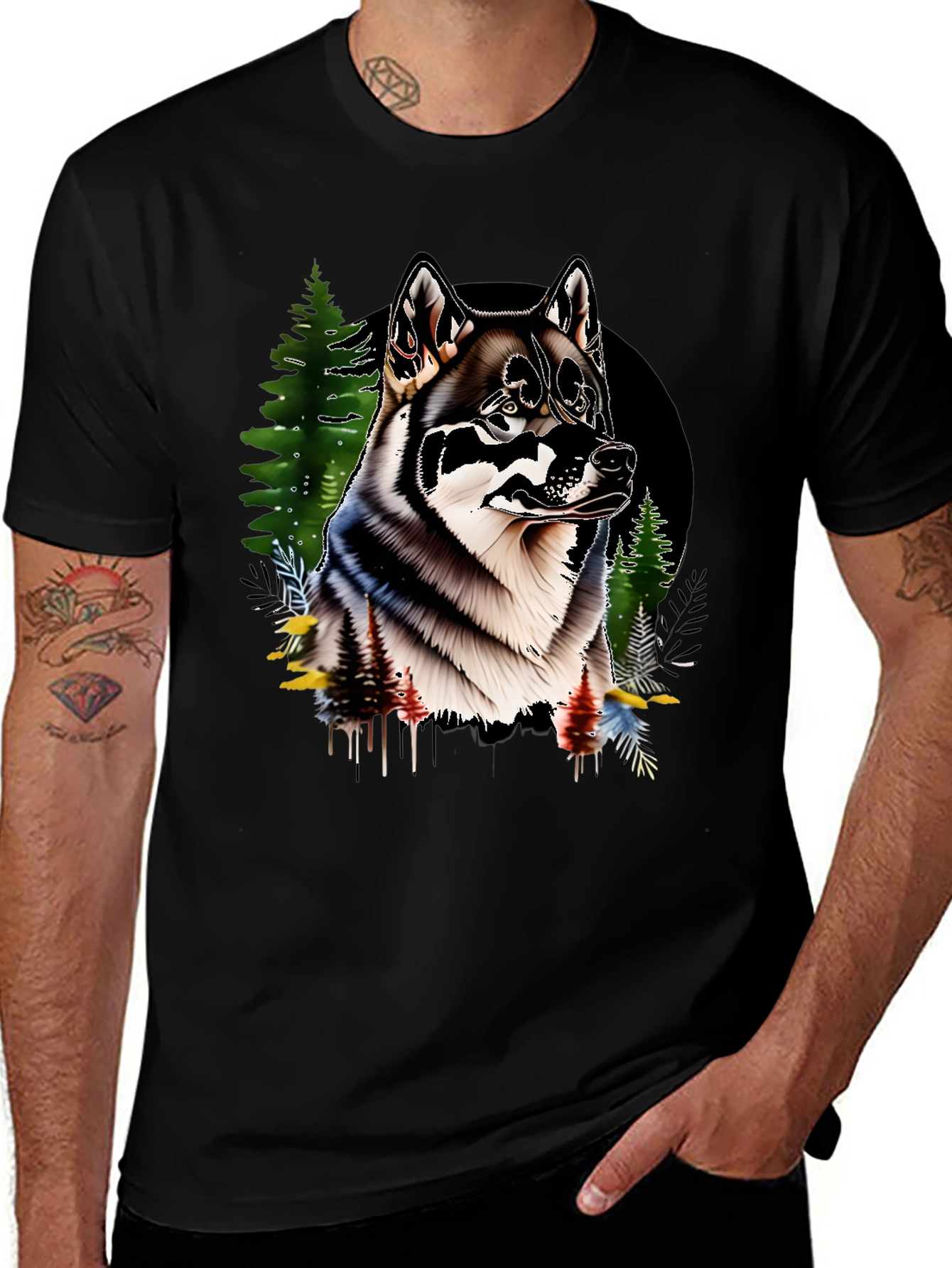 Variant 14 of Wolf Graphic Black T-Shirt for Men