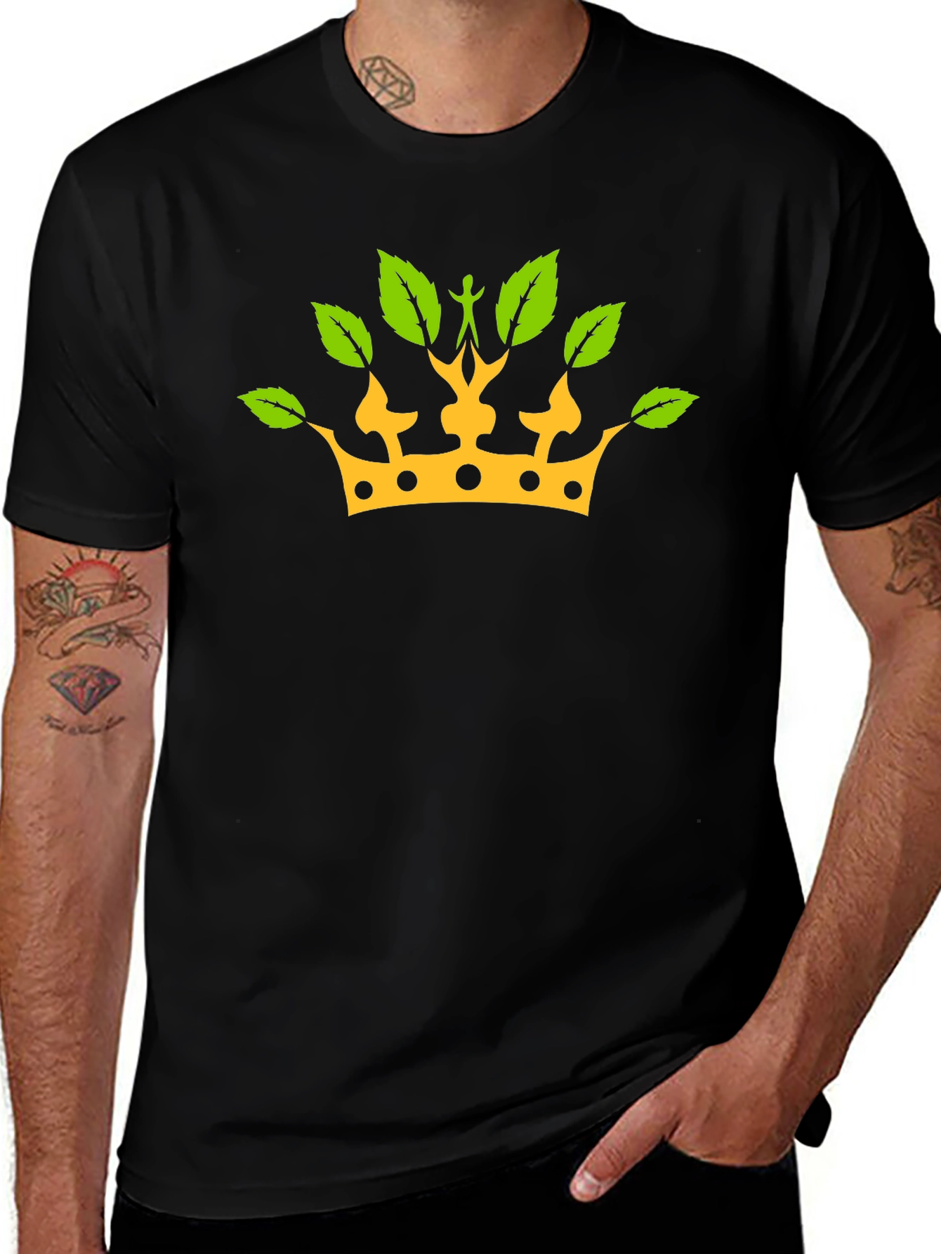 Variant 26 of Nature King T-Shirt - Black Cotton Crown Graphic Tee