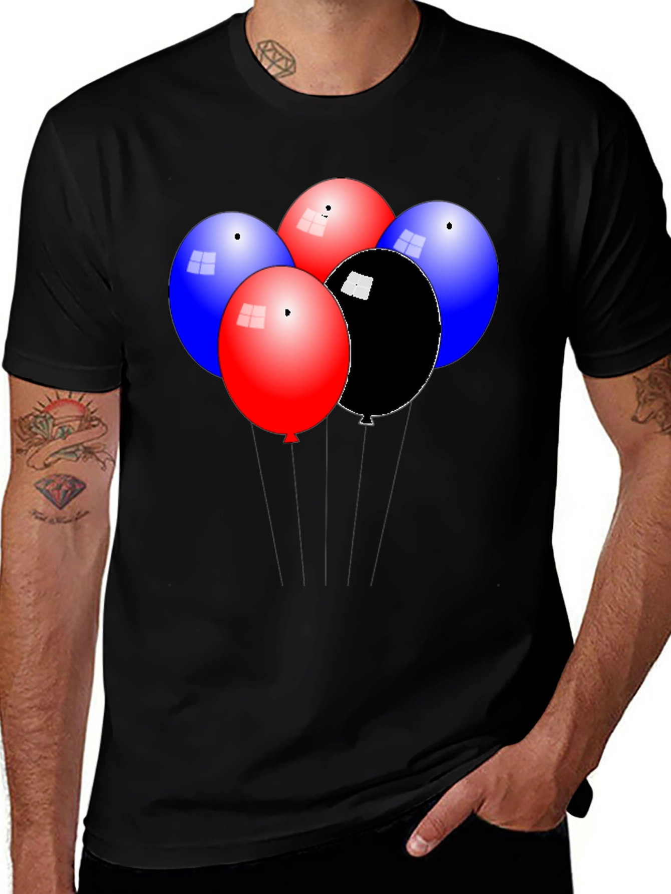 Variant 7 of Balloons Graphic Black T-Shirt