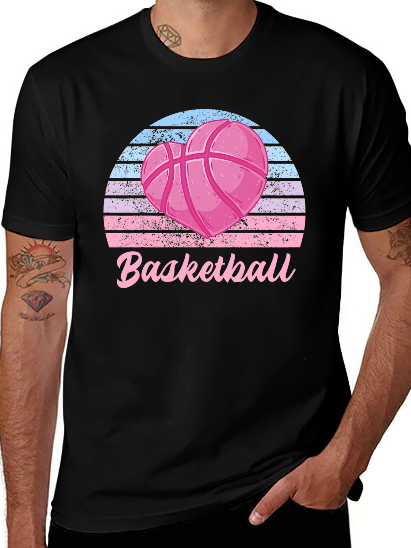 Variant 17 of Basketball Heart Sunset Graphic T-Shirt