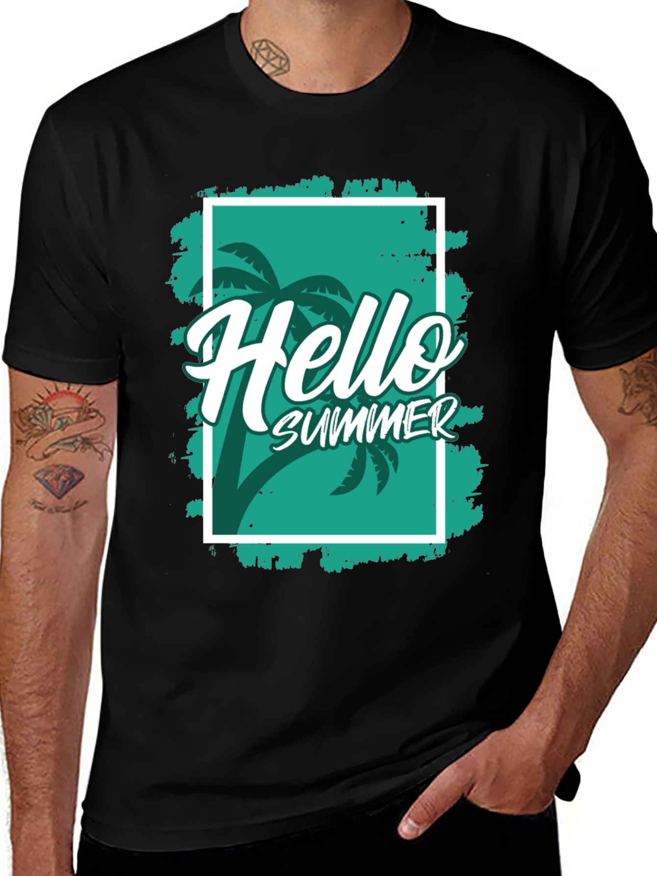 Variant 17 of Hello Summer Black T-Shirt
