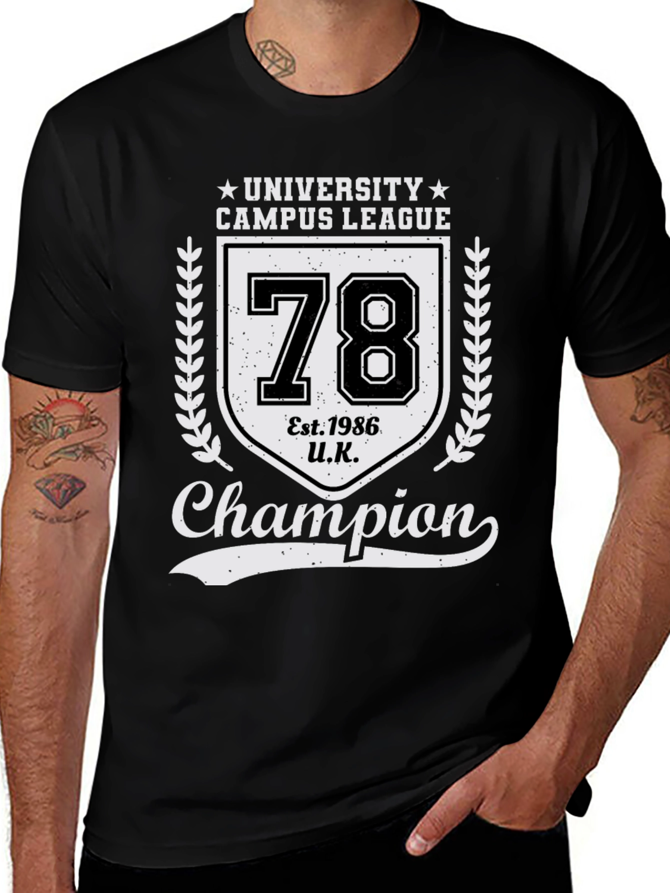 Black University Campus League Champion T-Shirt main image