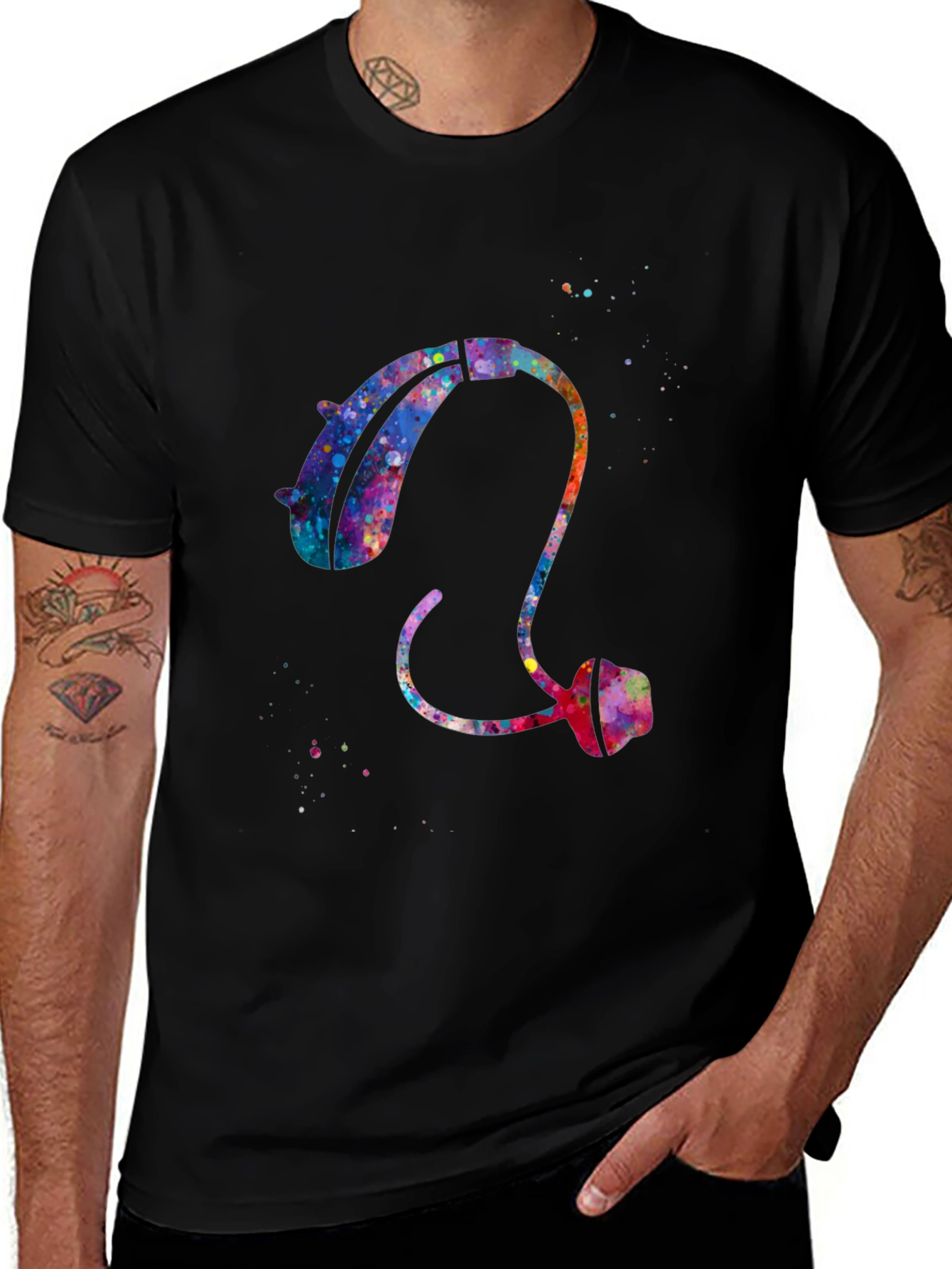 Watercolor Hearing Aid Tee - Black
