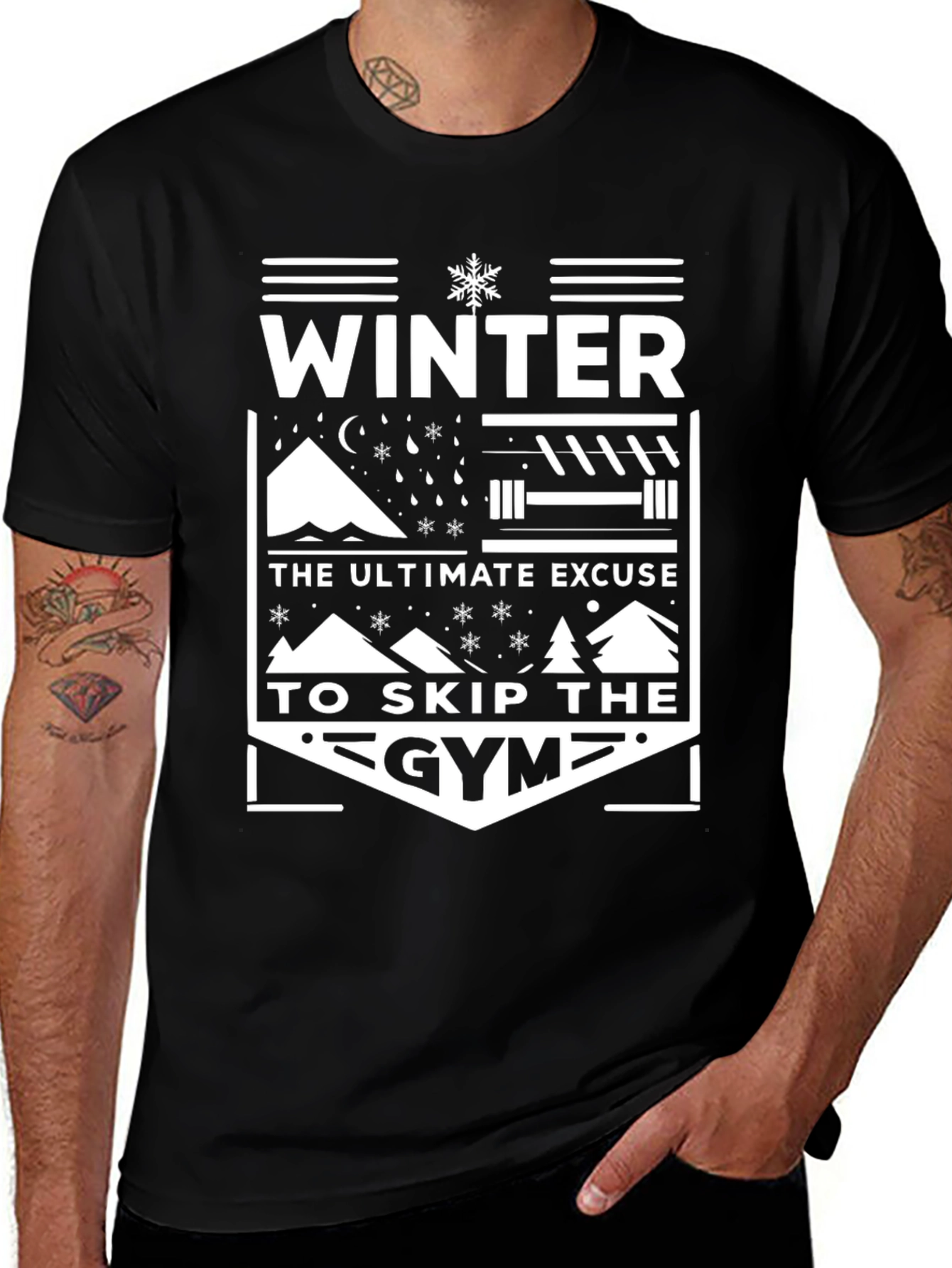 Variant 4 of Winter Gym Excuse T-Shirt - Black