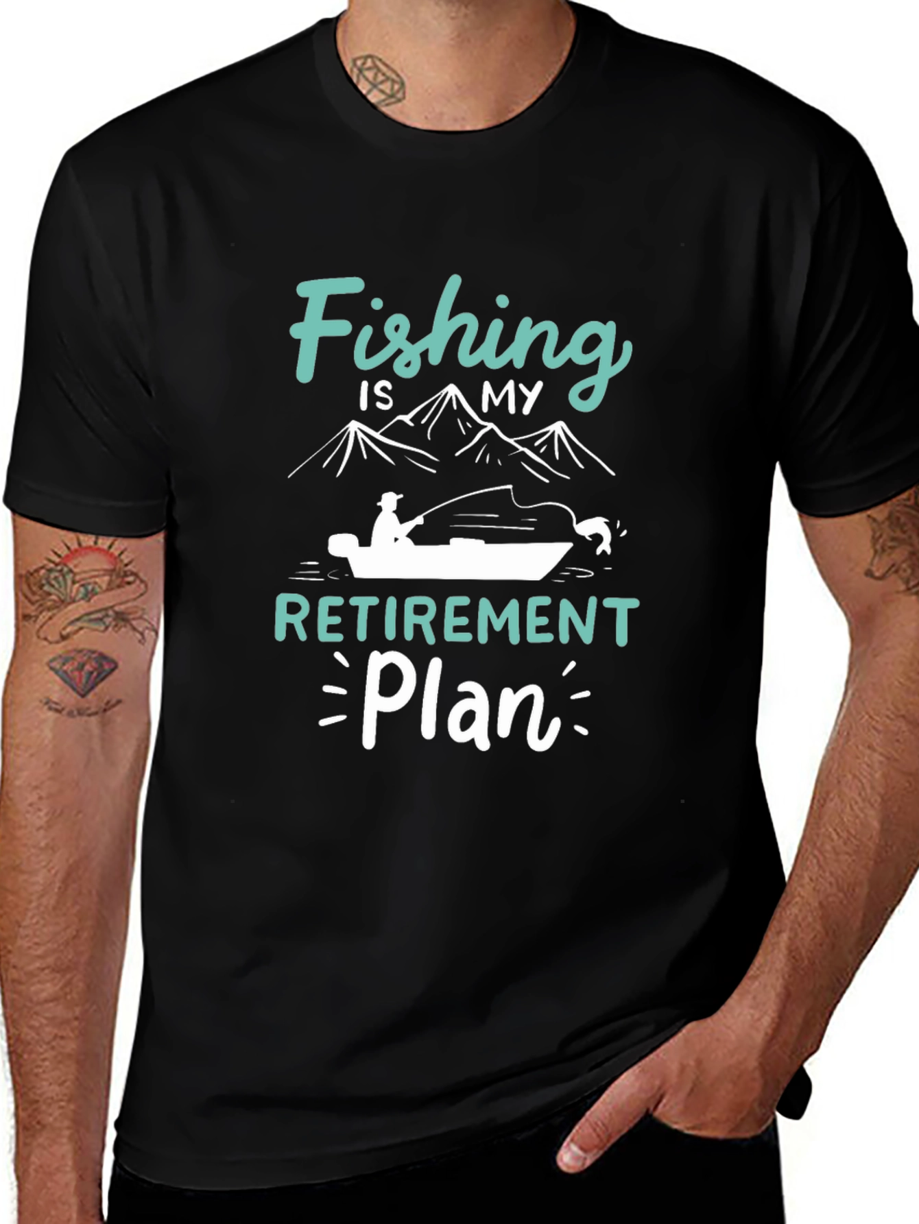 Variant 8 of Fishing Retirement Plan Black T-Shirt