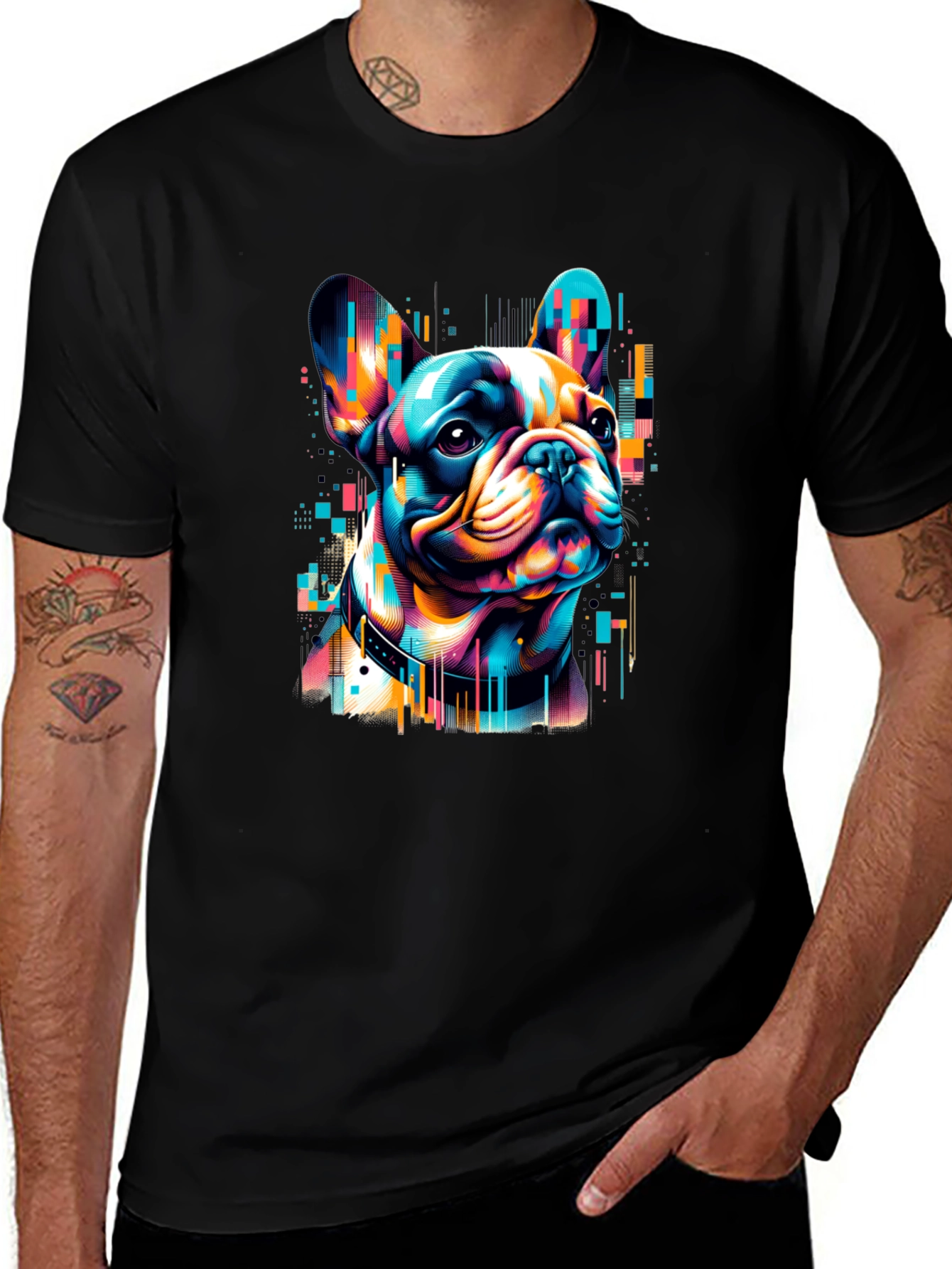 Variant 3 of Vibrant French Bulldog Graphic Black T-Shirt