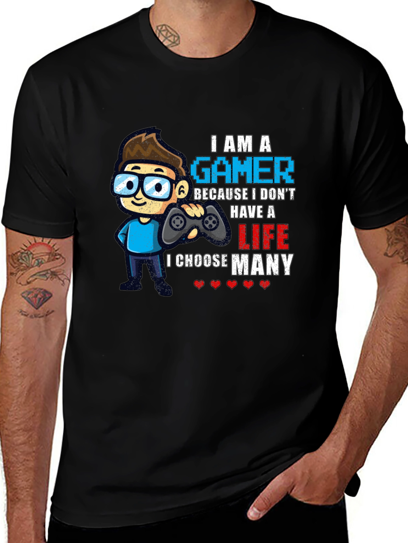 Variant 21 of Gamer Life Funny Graphic Tee - Black Cotton