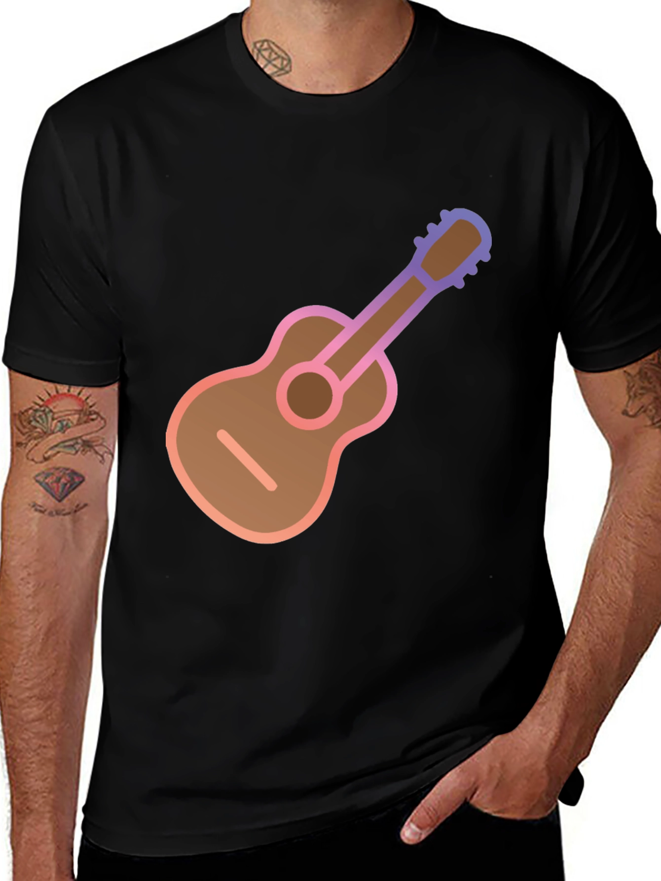 Variant 15 of Guitar Graphic Black T-Shirt