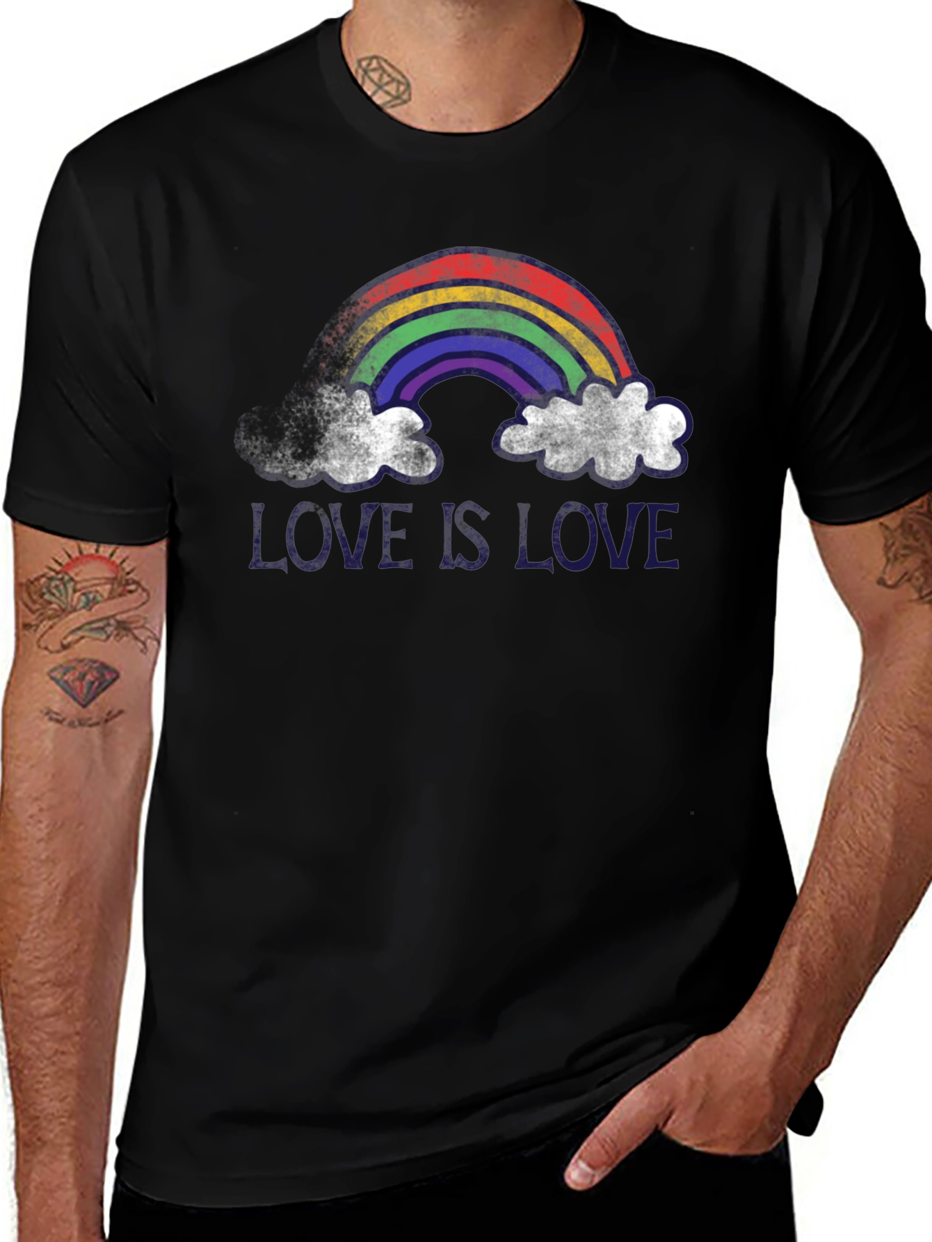 Variant 27 of Love is Love Rainbow Graphic Tee - Black