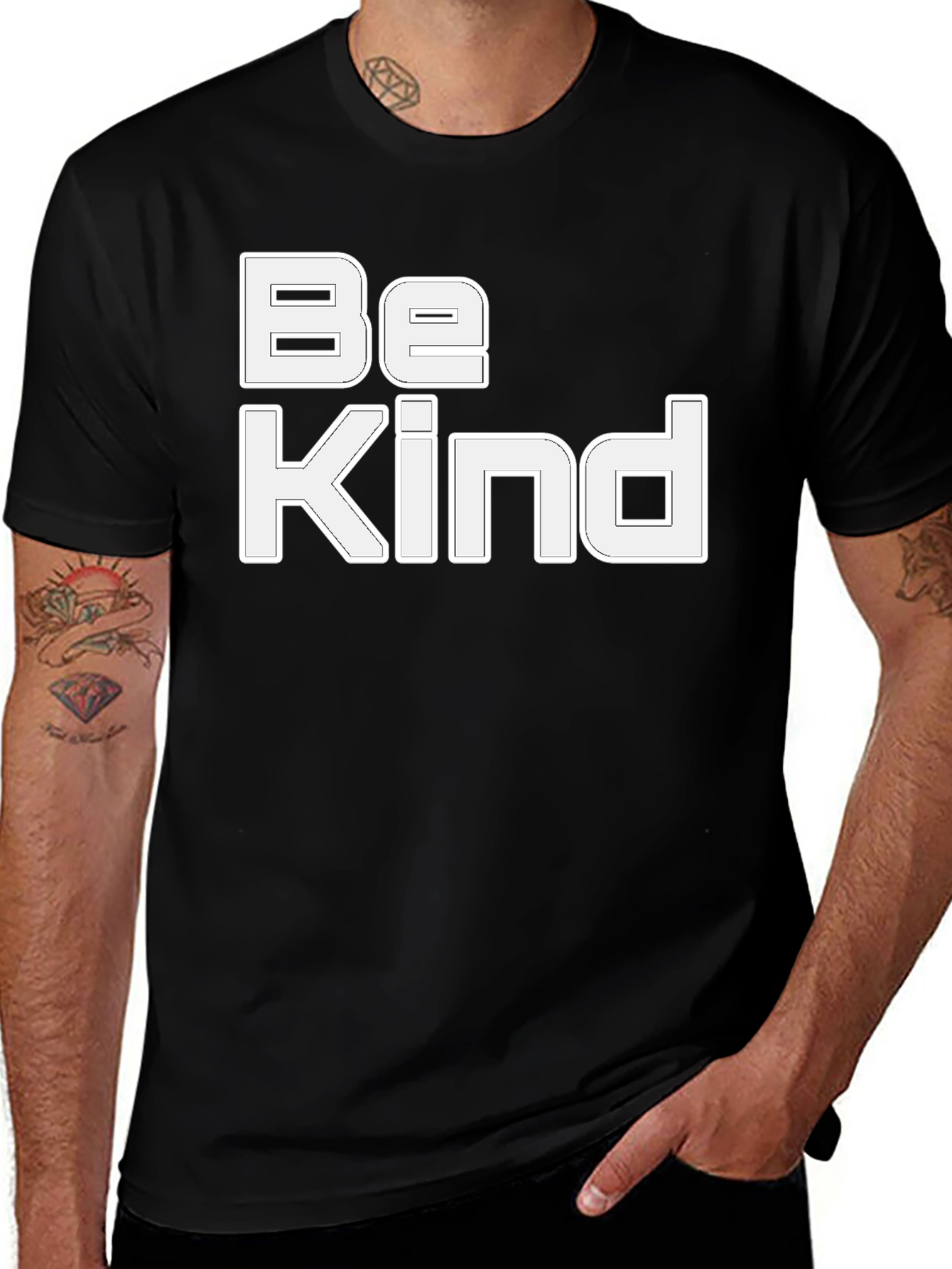 Variant 3 of Be Kind Graphic Print Black T-Shirt