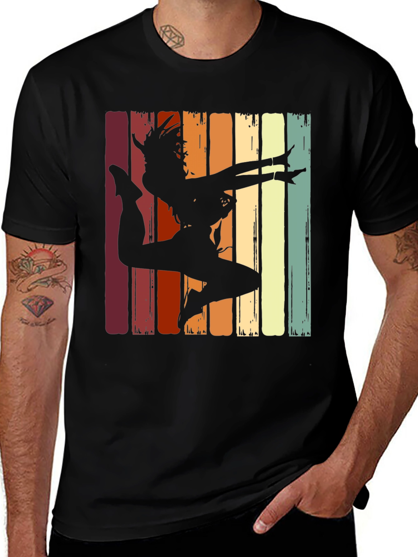 Variant 20 of Retro Dance Silhouette Graphic Tee - Black