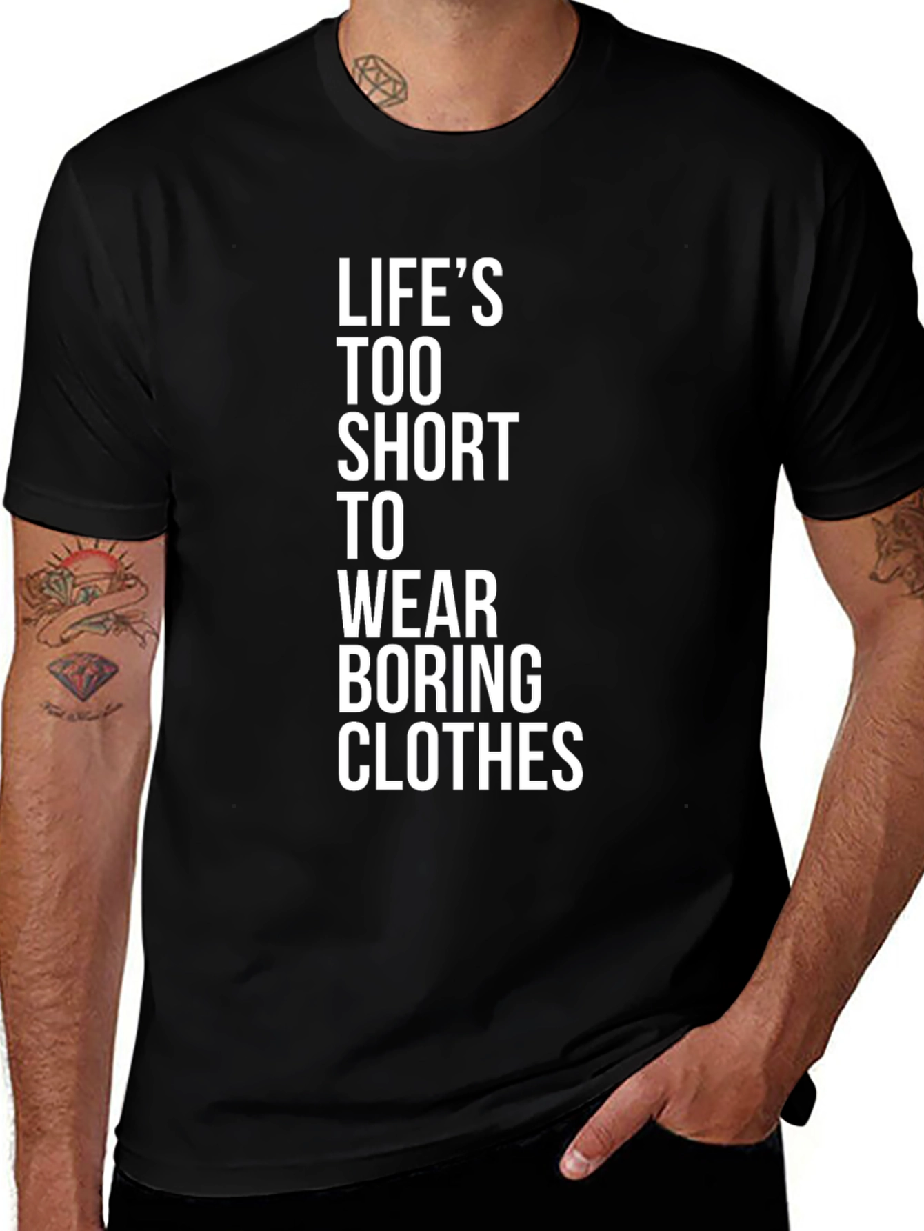 Variant 7 of Life's Too Short Graphic Tee - Black Casual T-Shirt