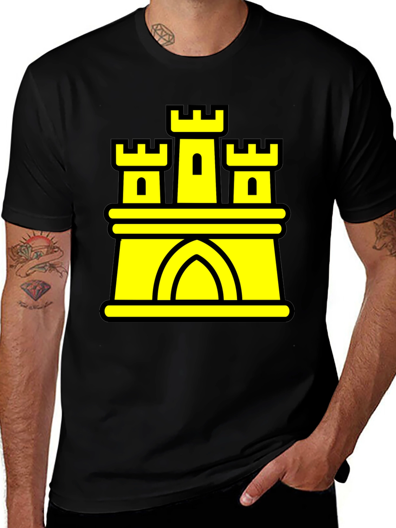 Variant 15 of Castle Graphic Tee - Black Cotton Blend T-Shirt